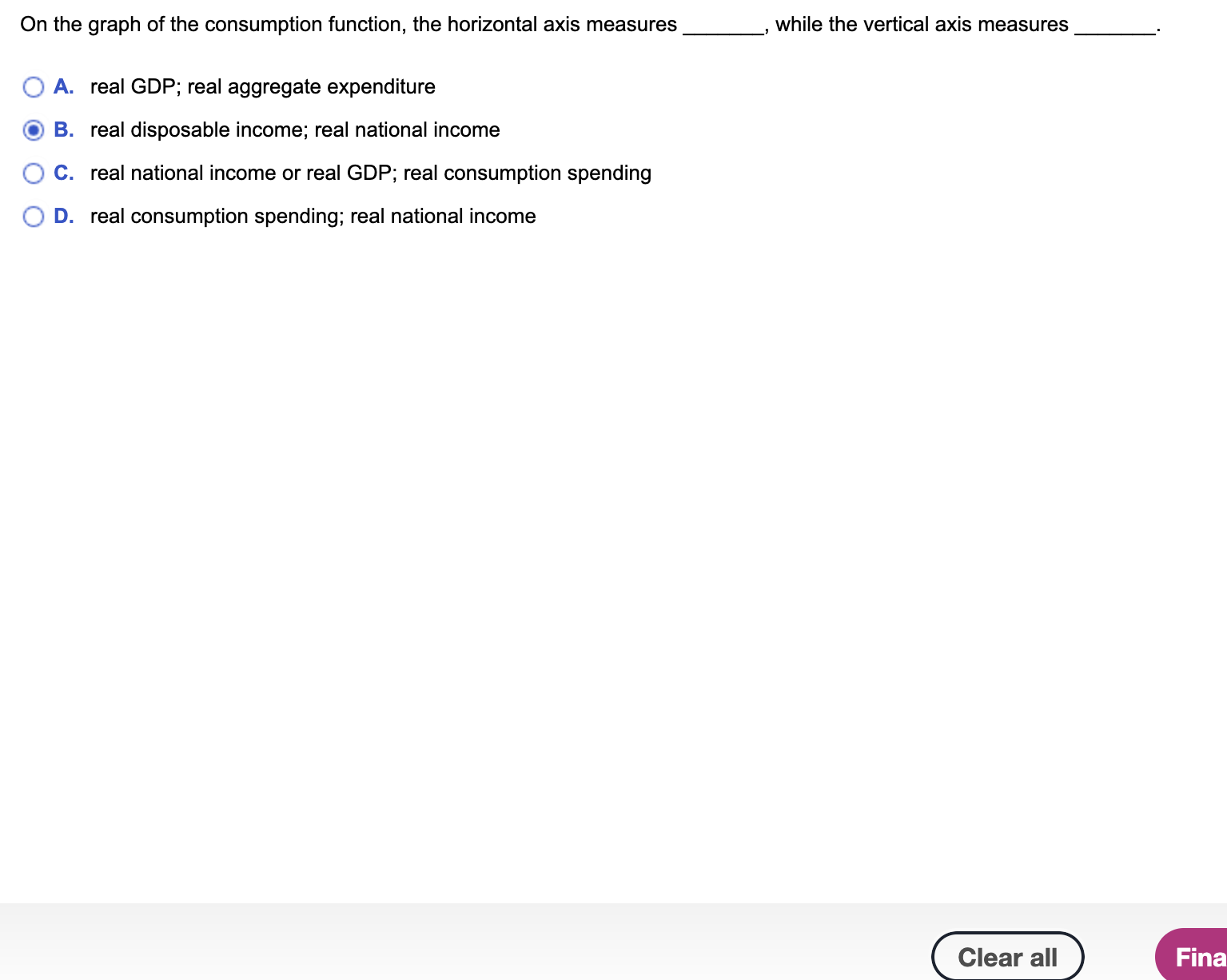 On the graph of the consumption? function, the