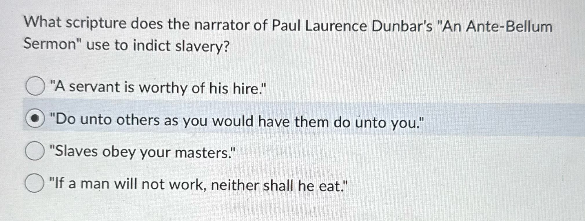 What scripture does the narrator of Paul Laurence