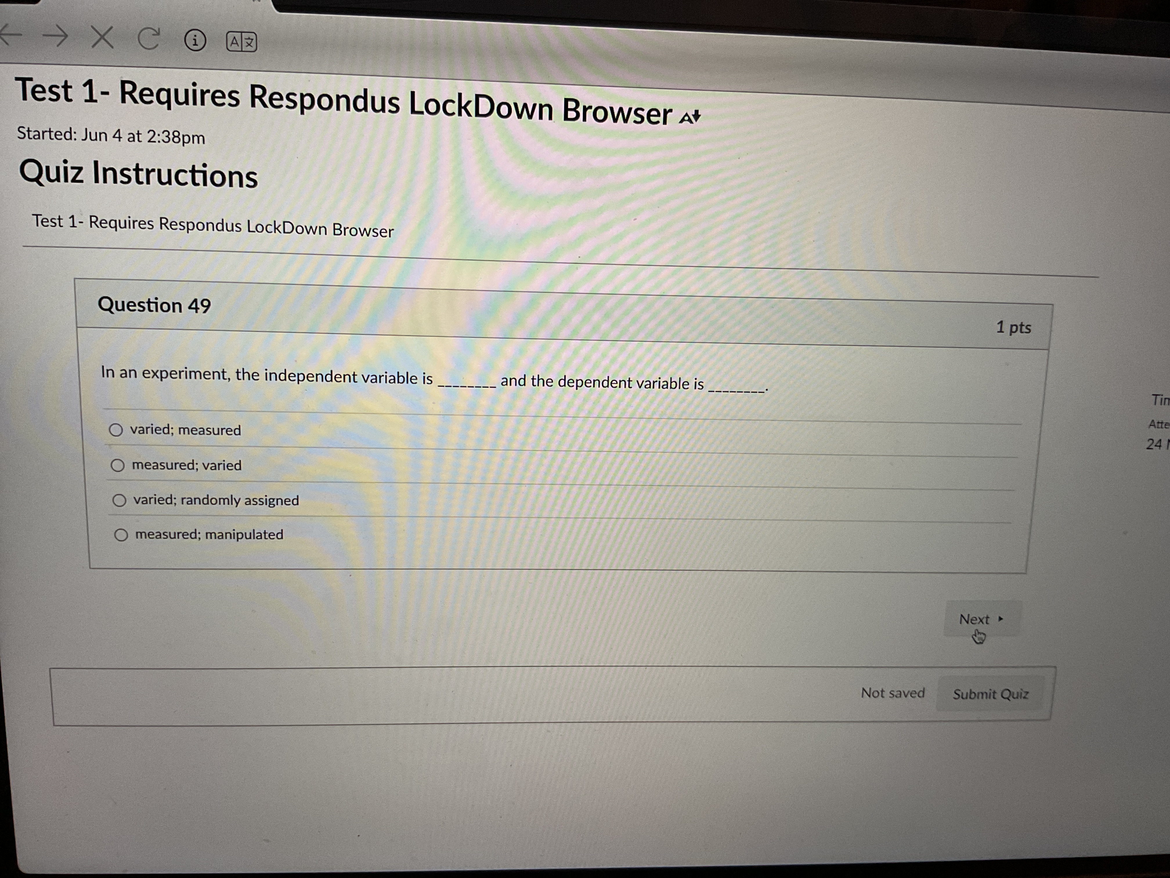 answer - X C H AE Test 1- Requires Respondus