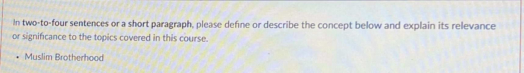 Answer In two-to-four sentences or a short