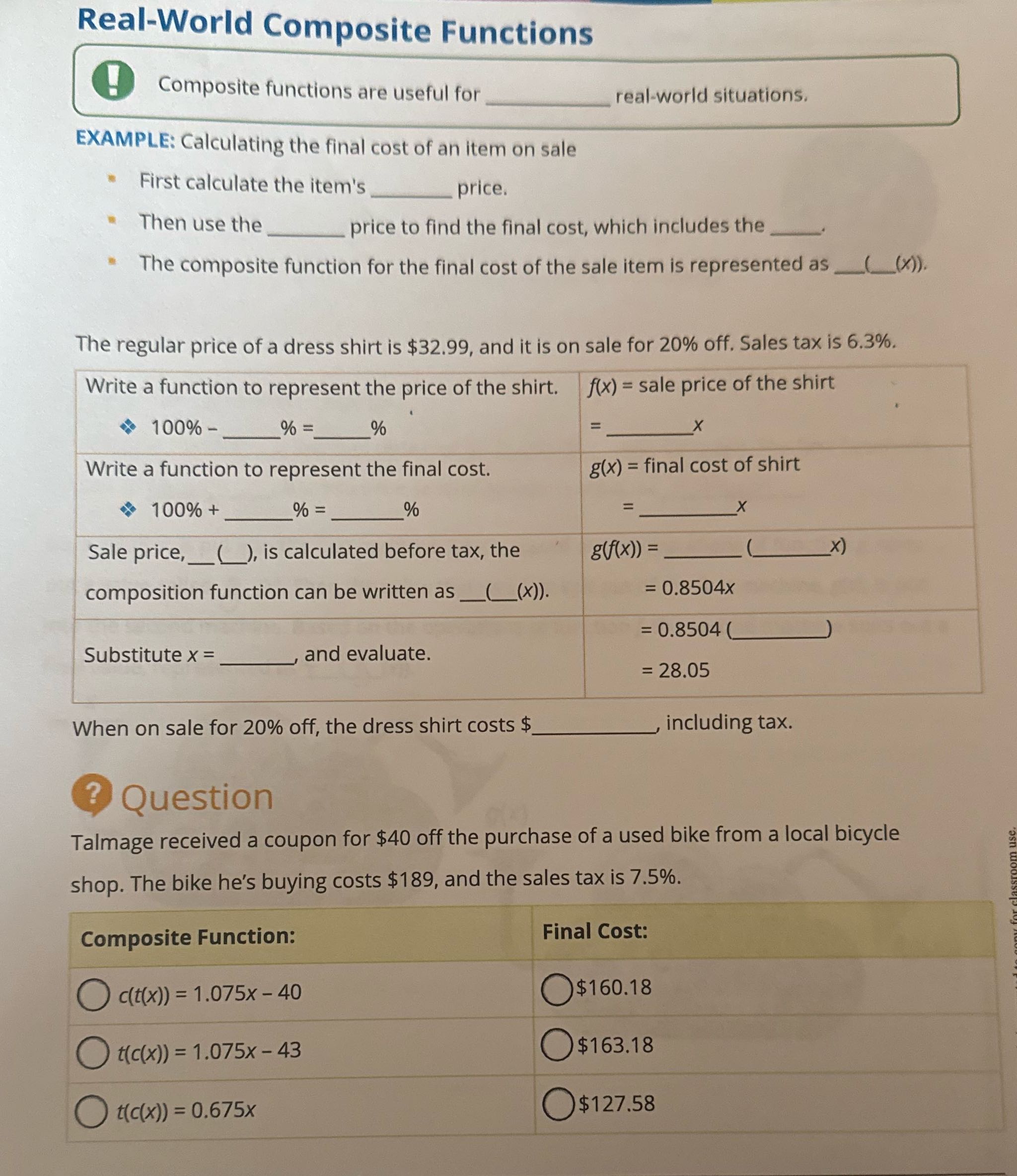 An Real-World Composite Functions Composite