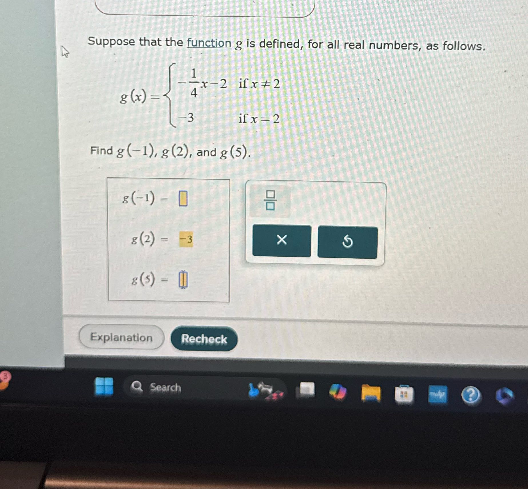 Suppose that the function g is defined, for all