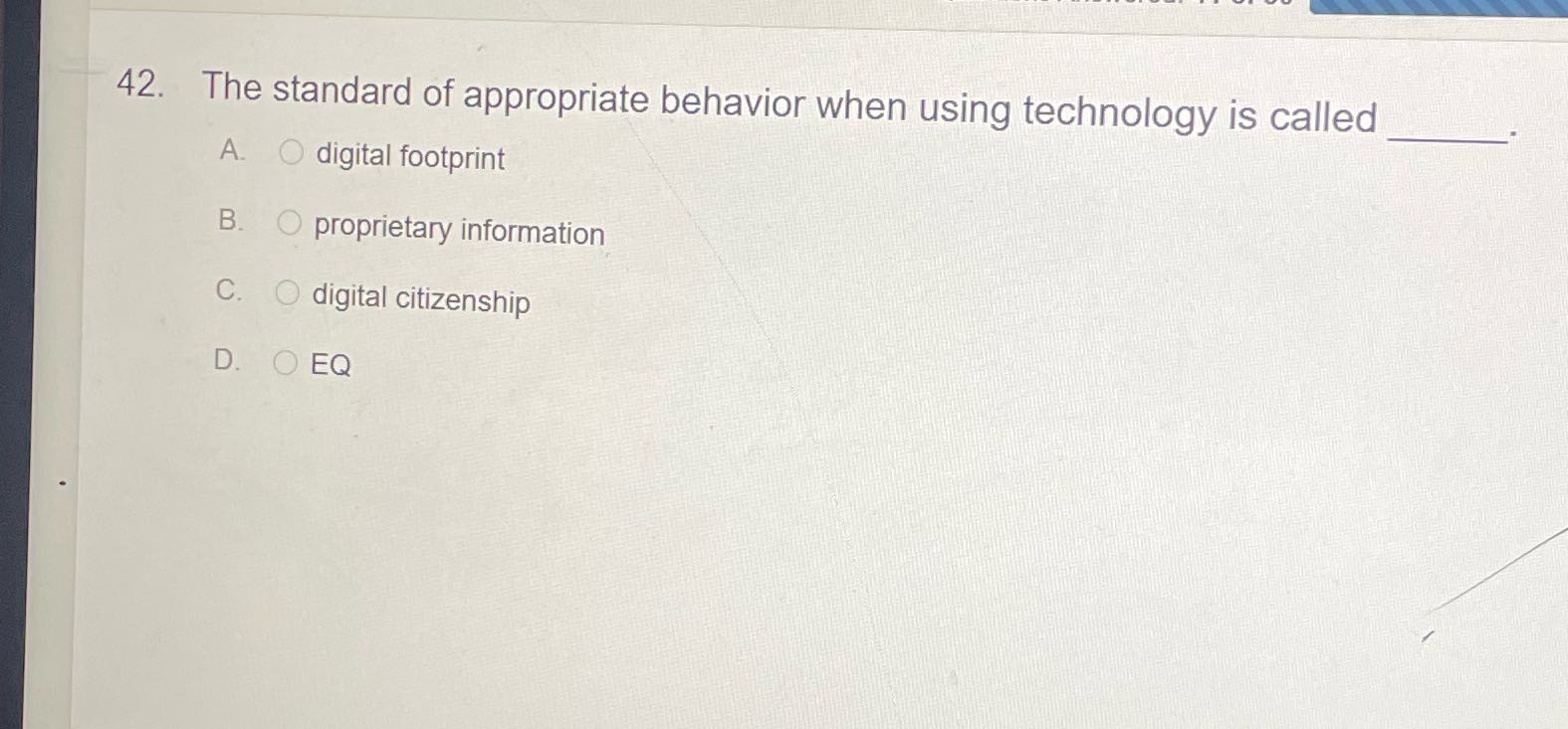 42. The standard of appropriate behavior when