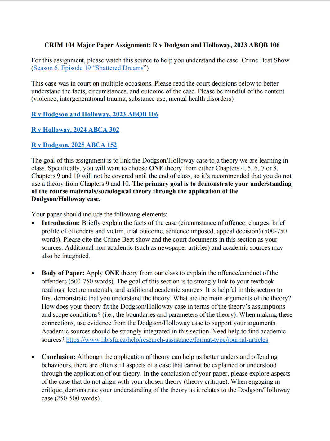 CRIM 104-Critical Reflection #2 Theory Selection