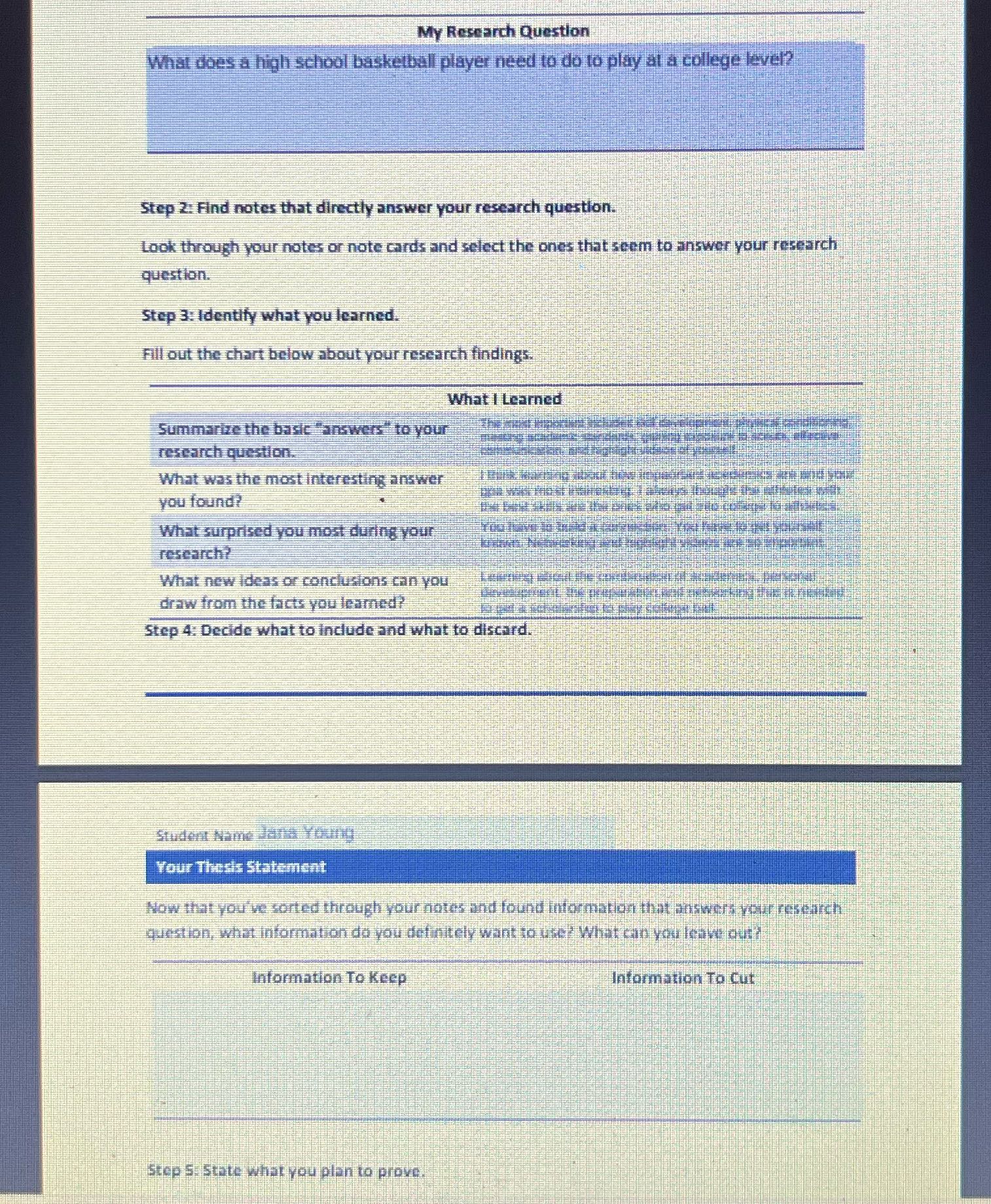 My Research Question What does a high school