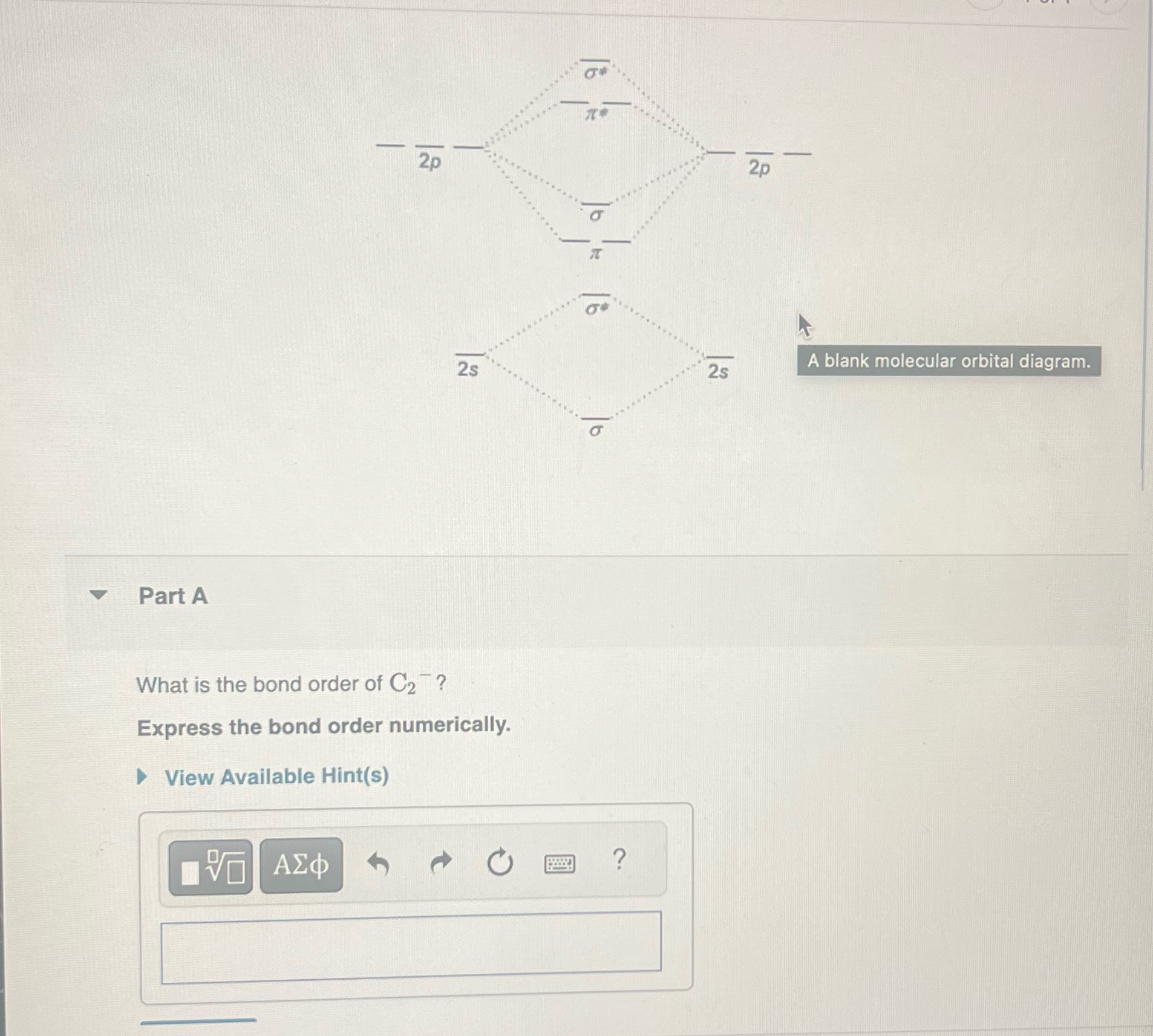 What's the answer 2p 2p 2s 2s A blank molecular