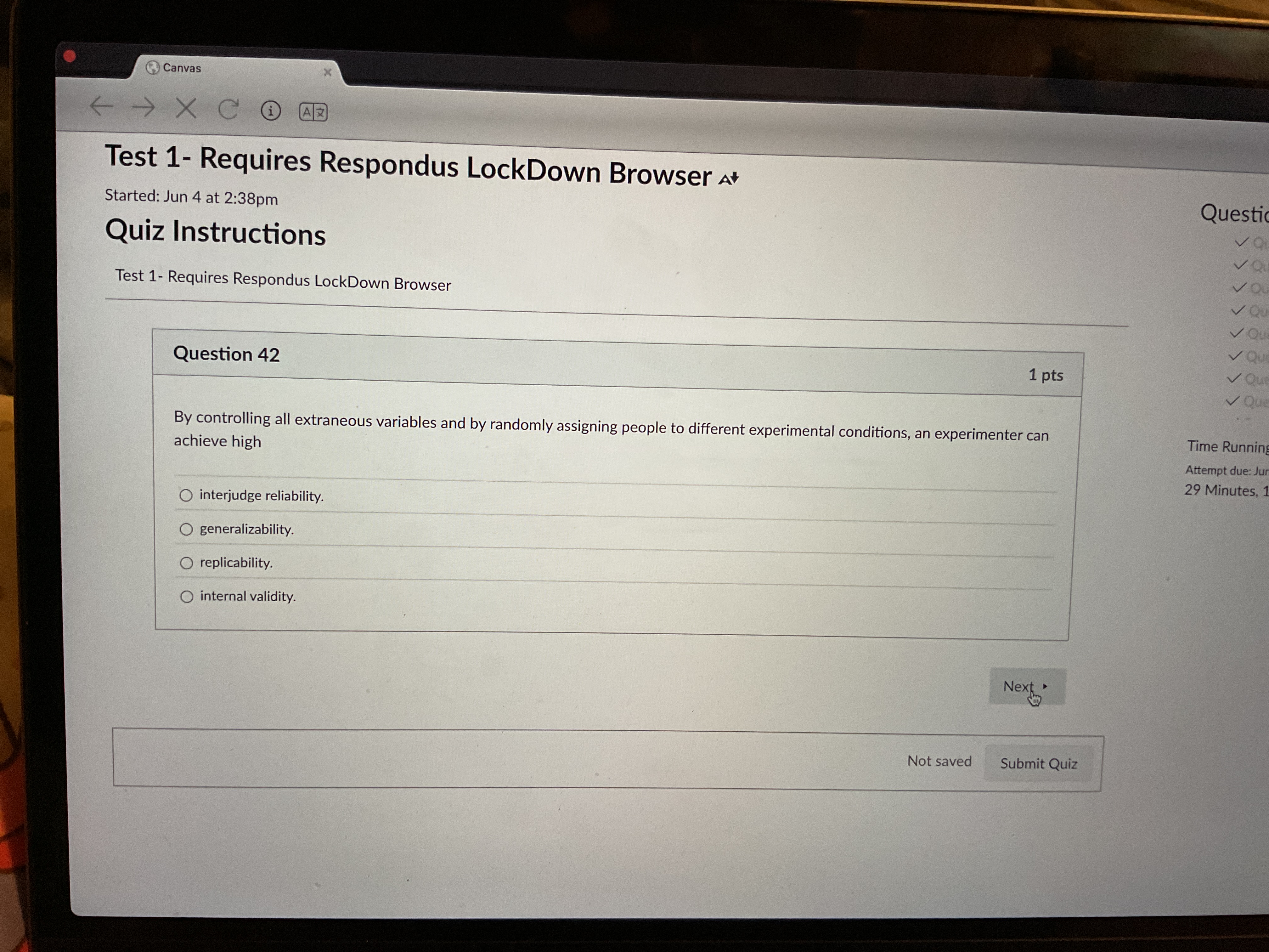 answer Canvas Test 1- Requires Respondus LockDown