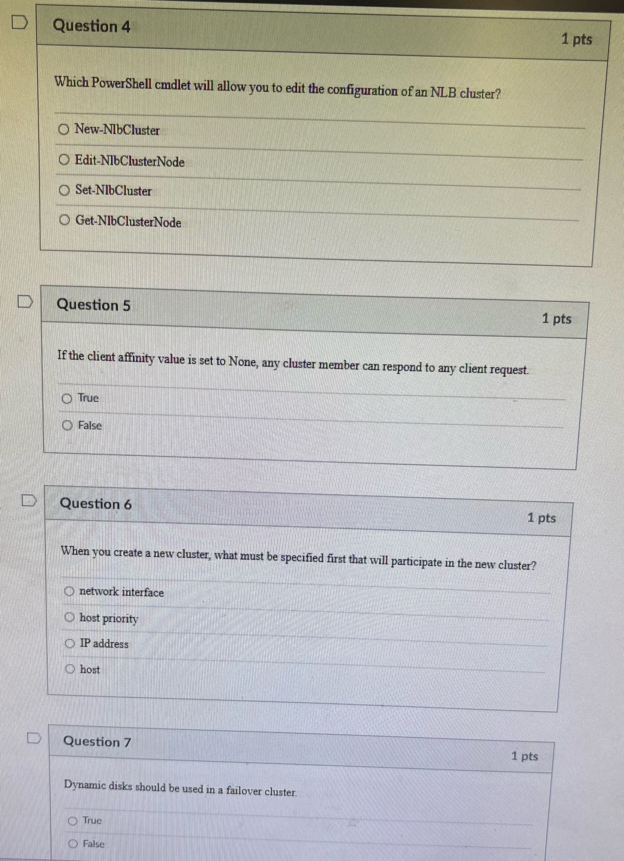 Question 4 1 pts Which PowerShell cmdlet will