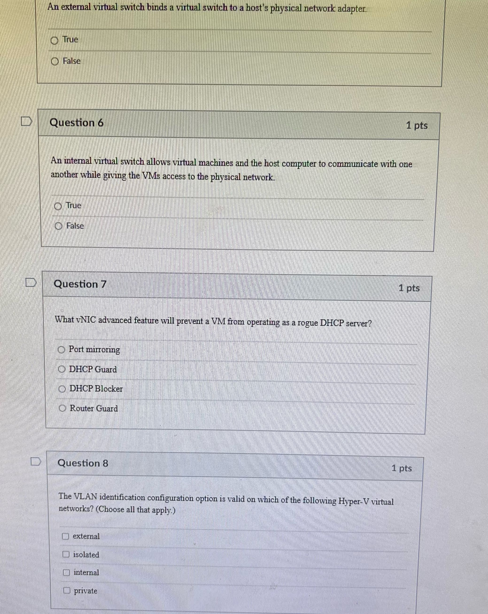 An external virtual switch binds a virtual switch