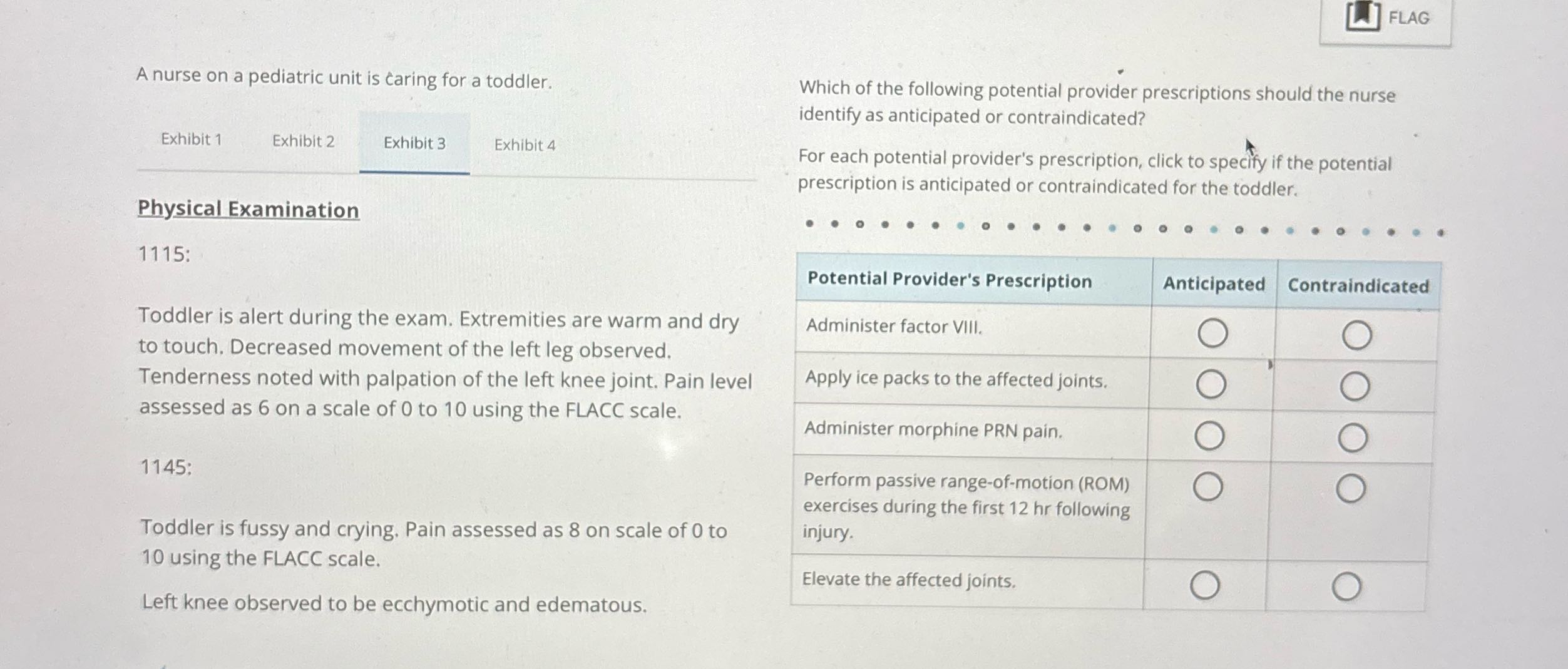 FLAG A nurse on a pediatric unit is caring for a