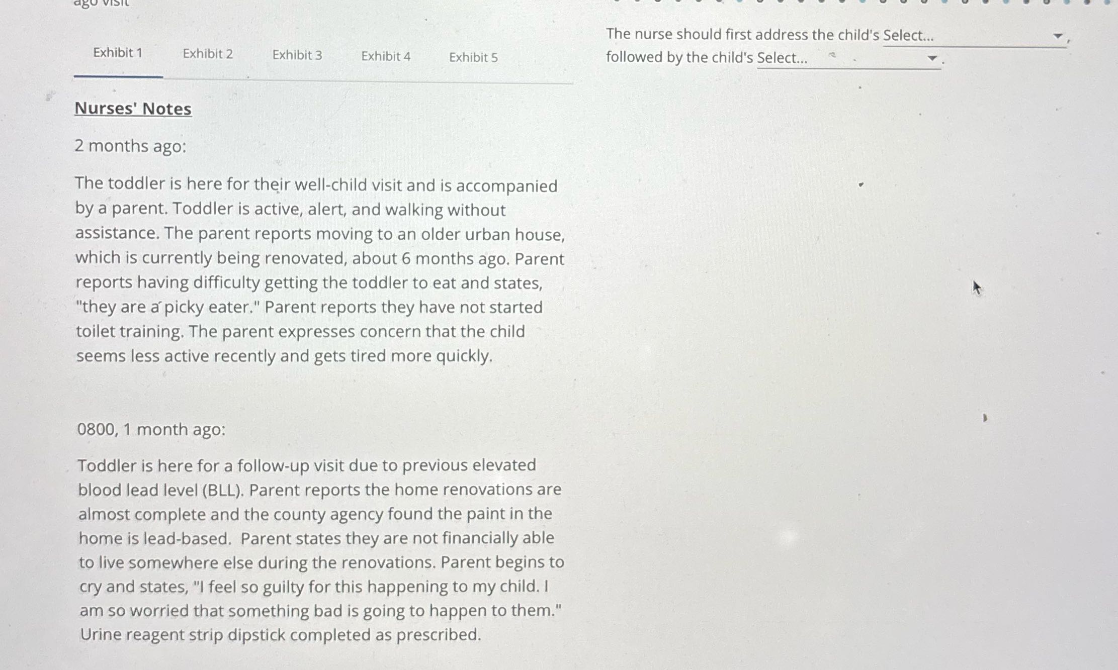 The nurse should first address the child's