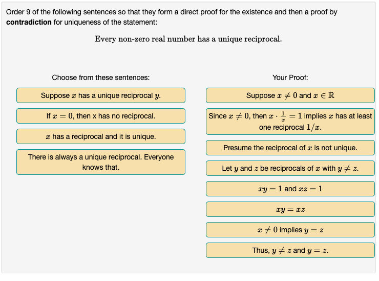 Order 9 of the following sentences so that they