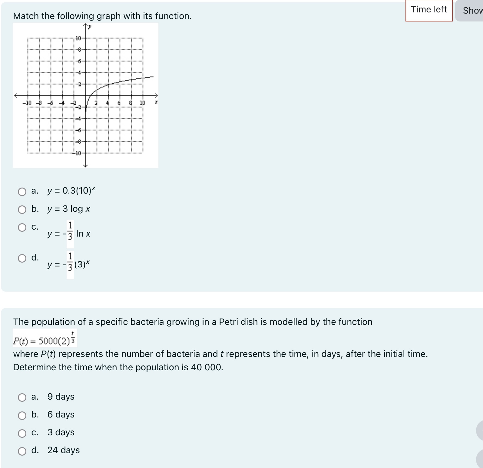 Which expression is equivalent to 2 In 2e? Time