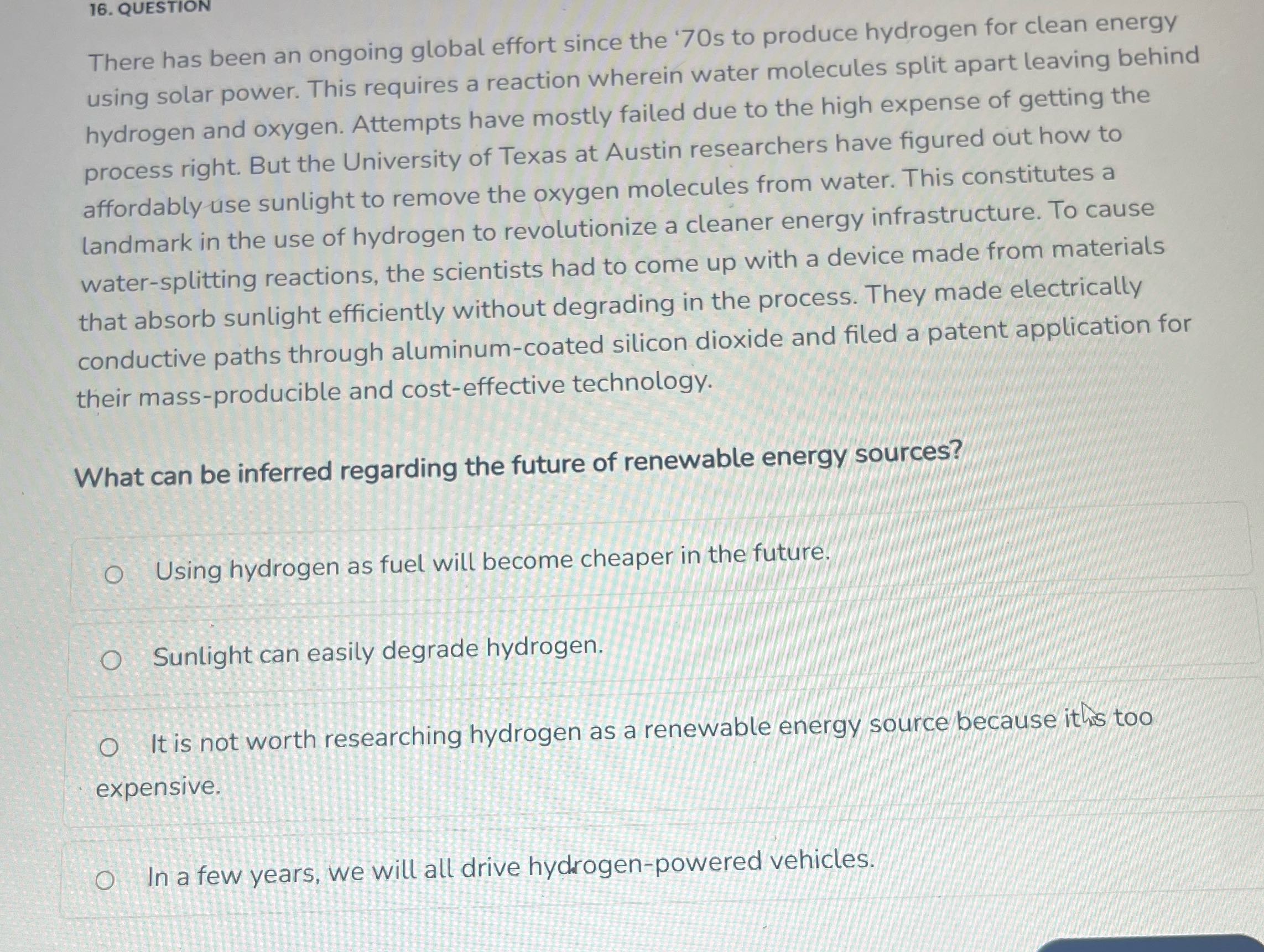 16. QUESTION There has been an ongoing global