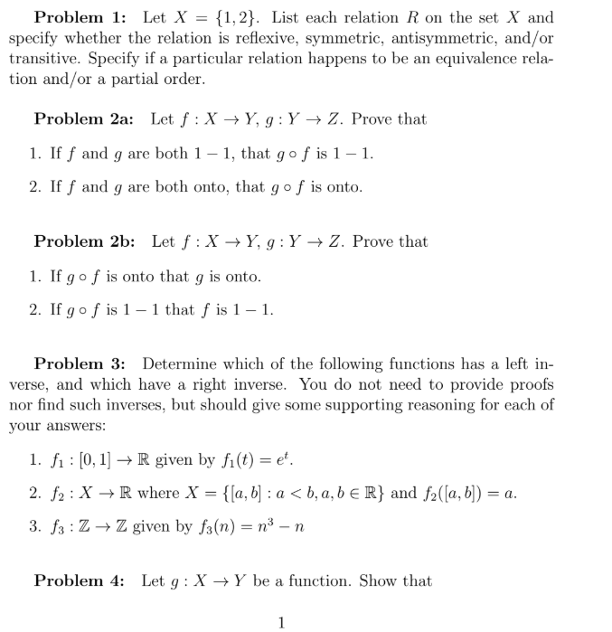 Please help me! Problem 1: Let X = {1,2}. List