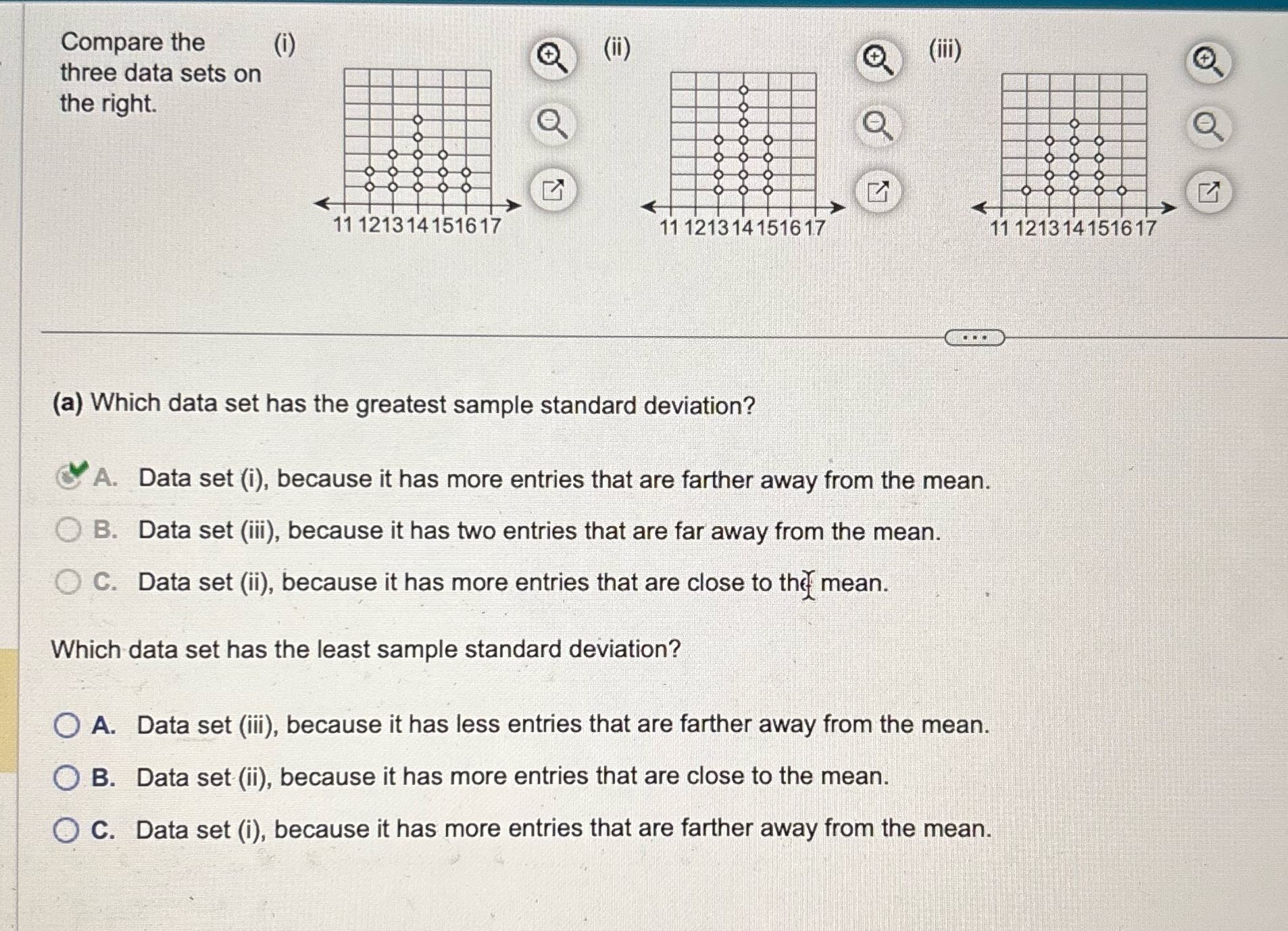 Compare the (i) / Q) (ii) three data sets on ANd