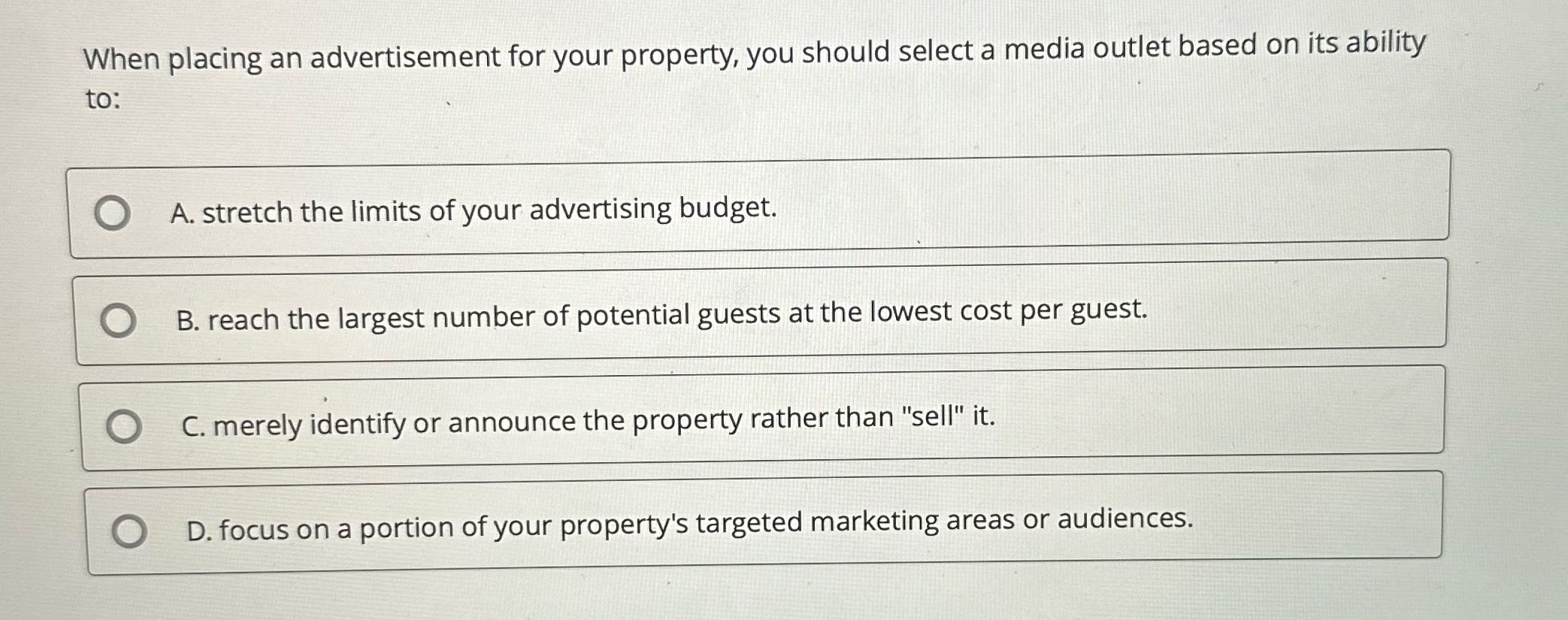 . When placing an advertisement for your