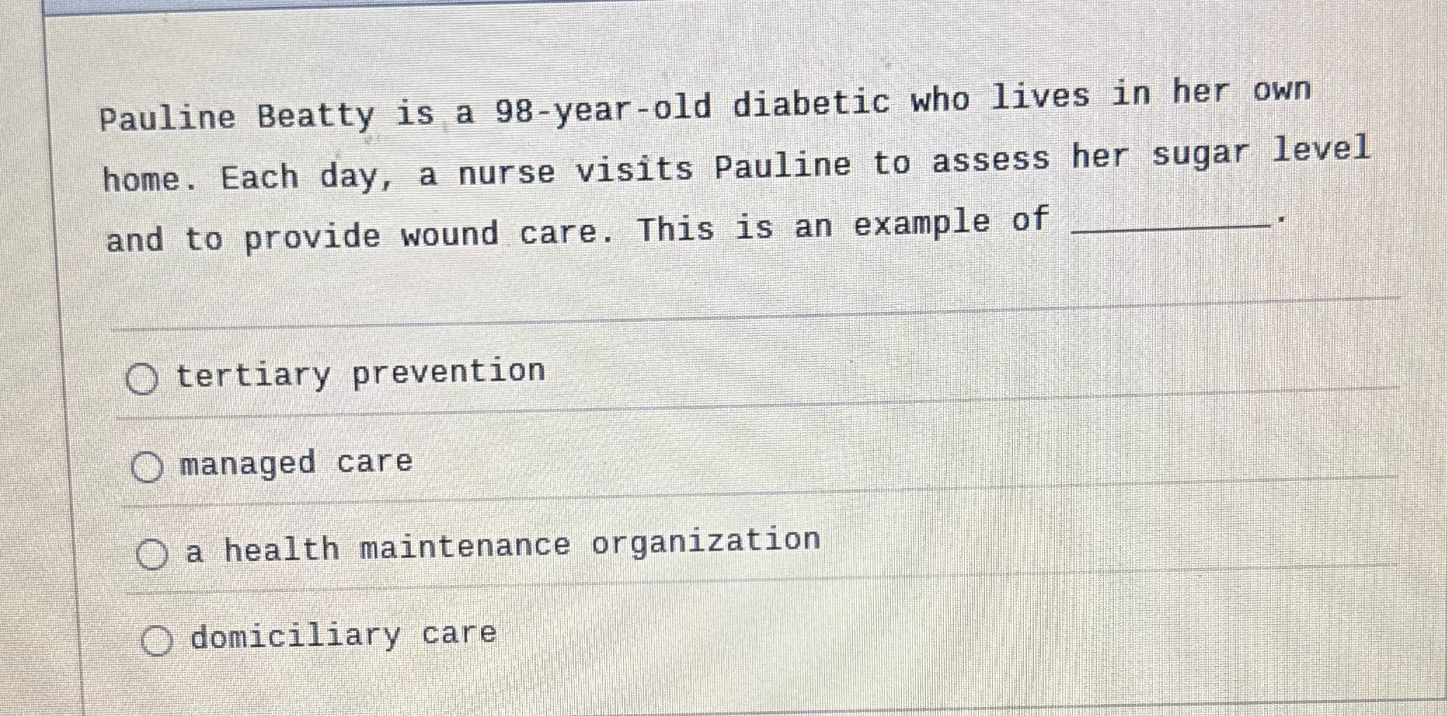 Pauline Beatty is a 98-year-old diabetic who