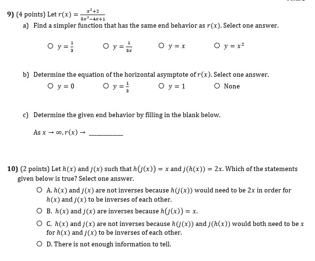 answer x42 9) (4 points) Letr(x) = a a) Find a