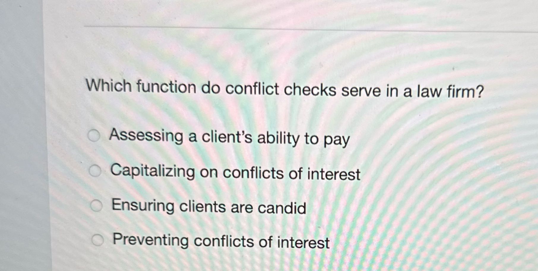 Which function do conflict checks serve in a law
