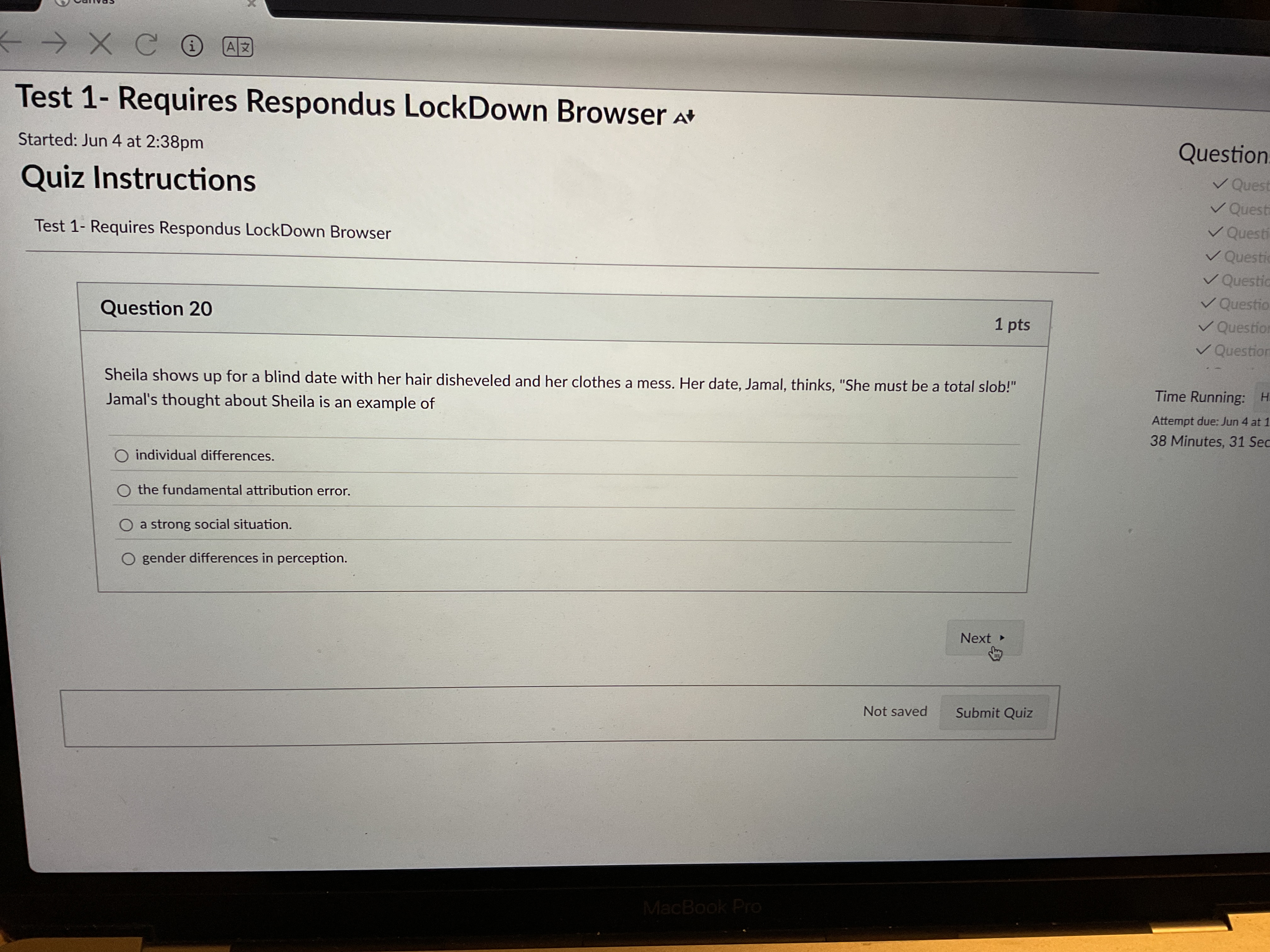 answer Test 1- Requires Respondus LockDown