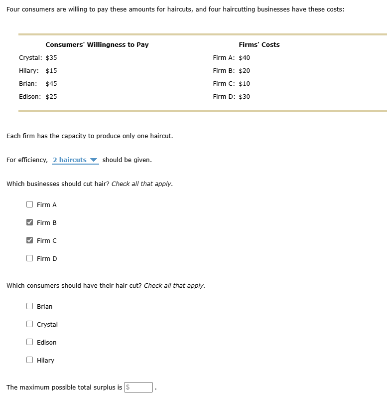 Answer the question. Four consumers are willing