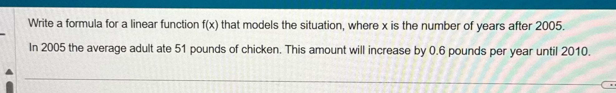 Write a formula for a linear function f(x) that