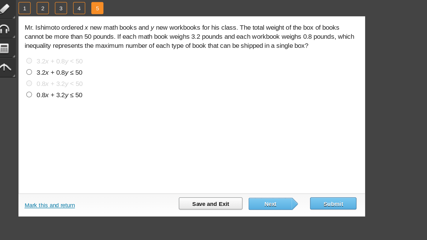 answer Mr. Ishimoto ordered x new math books and