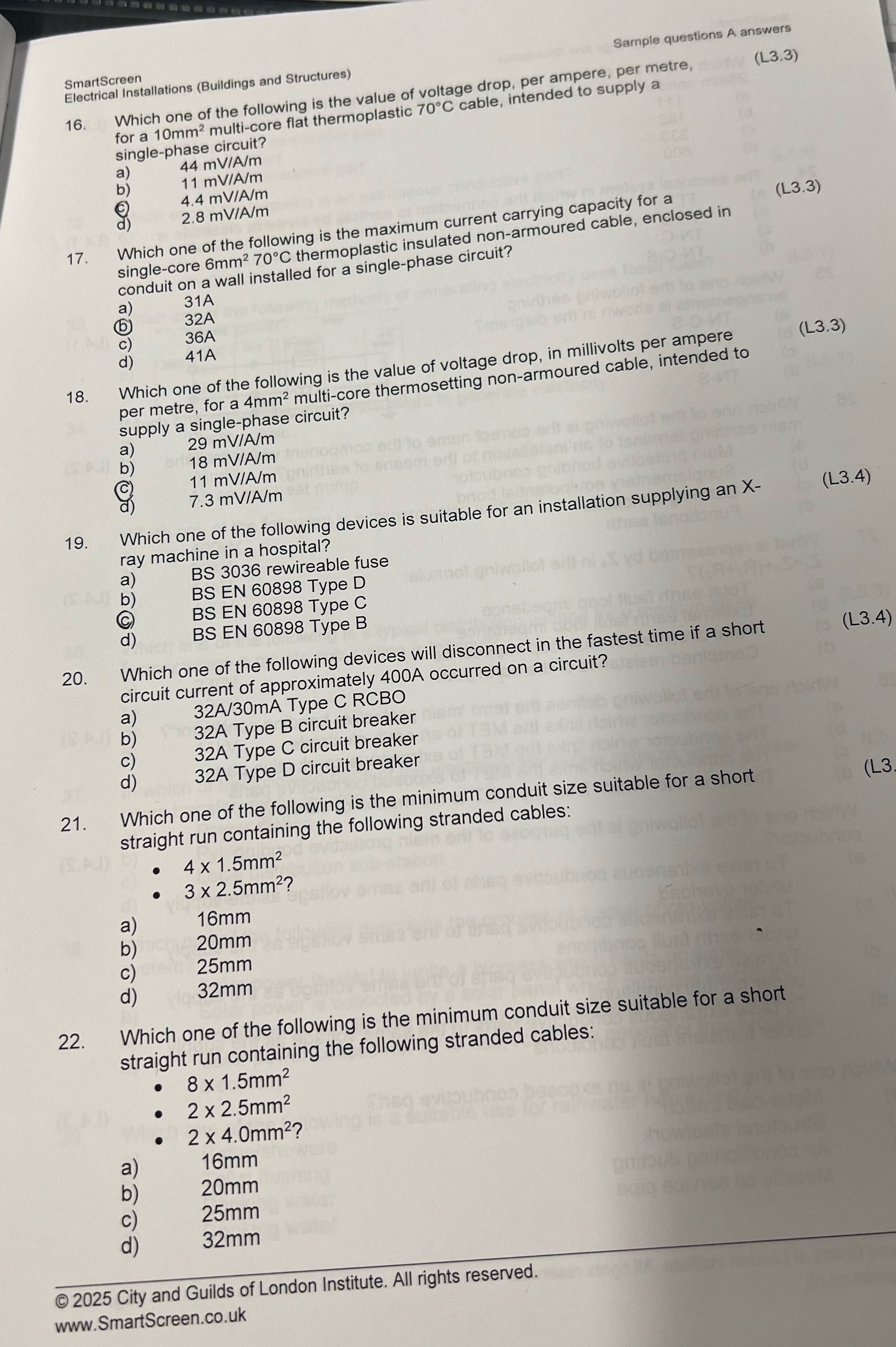 SmartScreen Sample questions A answers Electrical