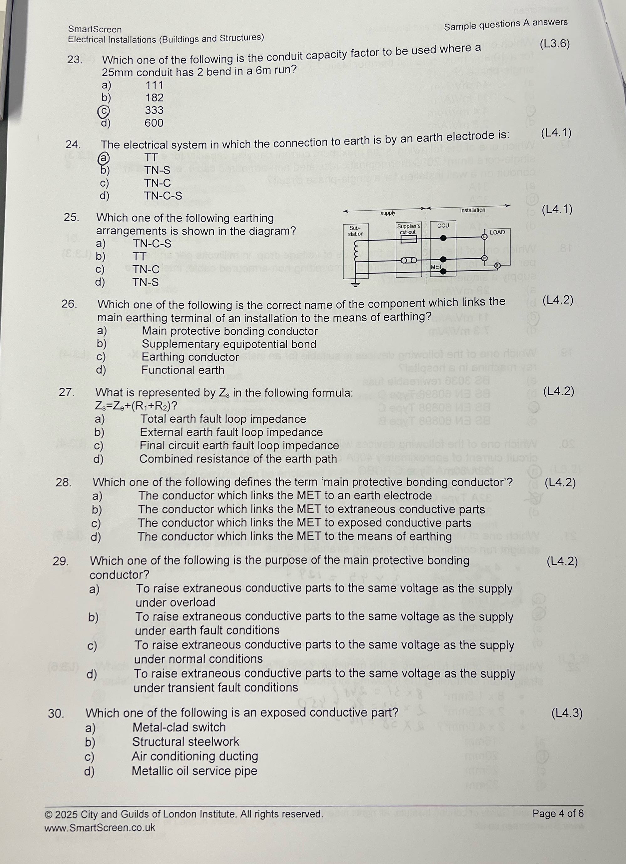 SmartScreen Sample questions A answers Electrical