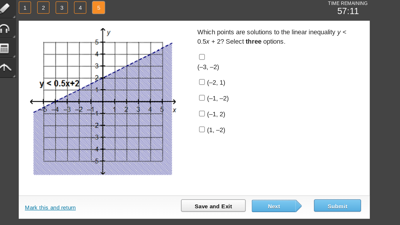 answer TIME REMAINING 1 2 3 4 5 57:11 Which