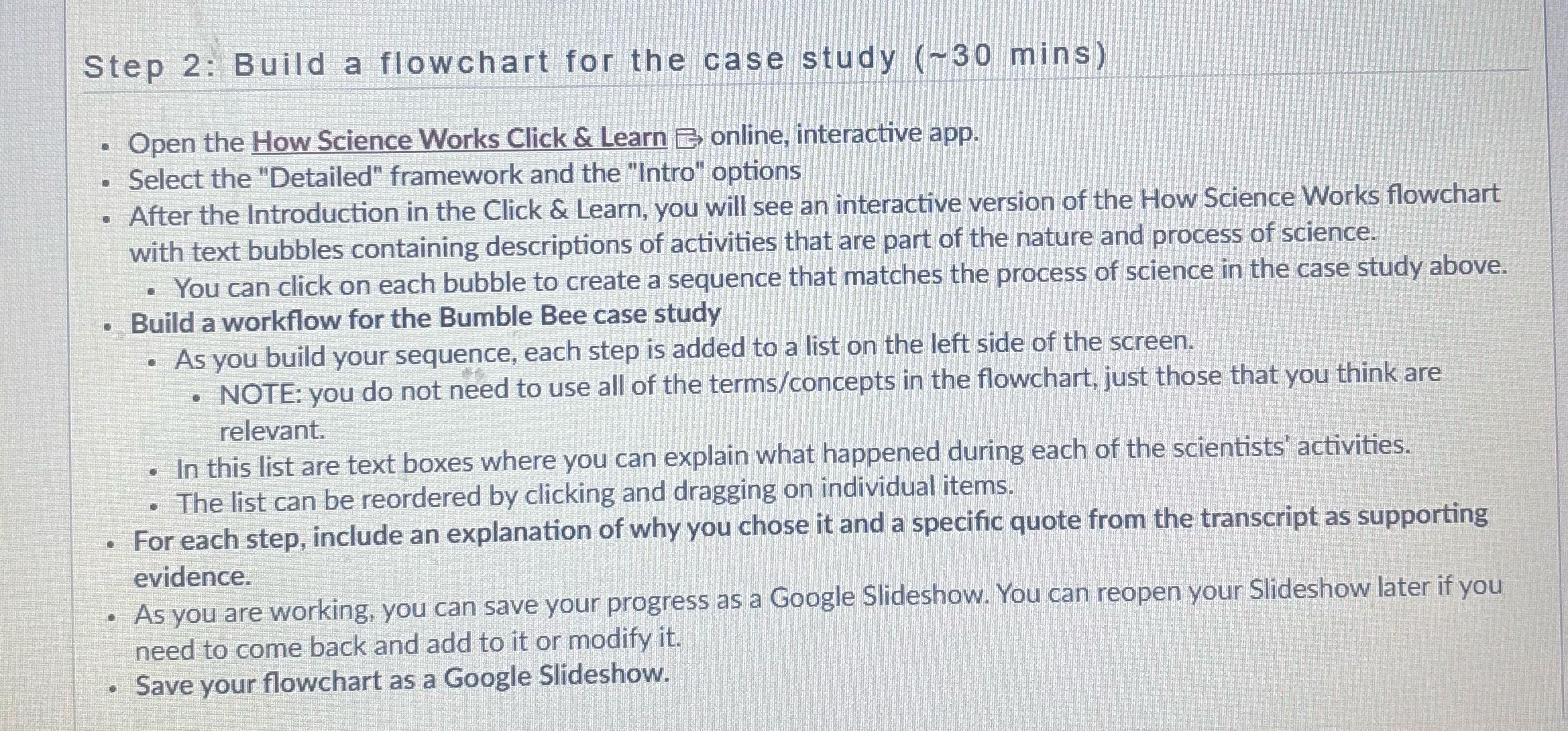 Step 2: Build a flowchart for the case study (~30