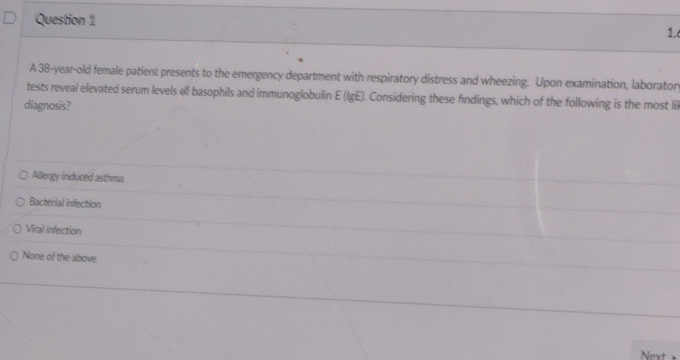 Question 1 1. A 38-year-old female patient