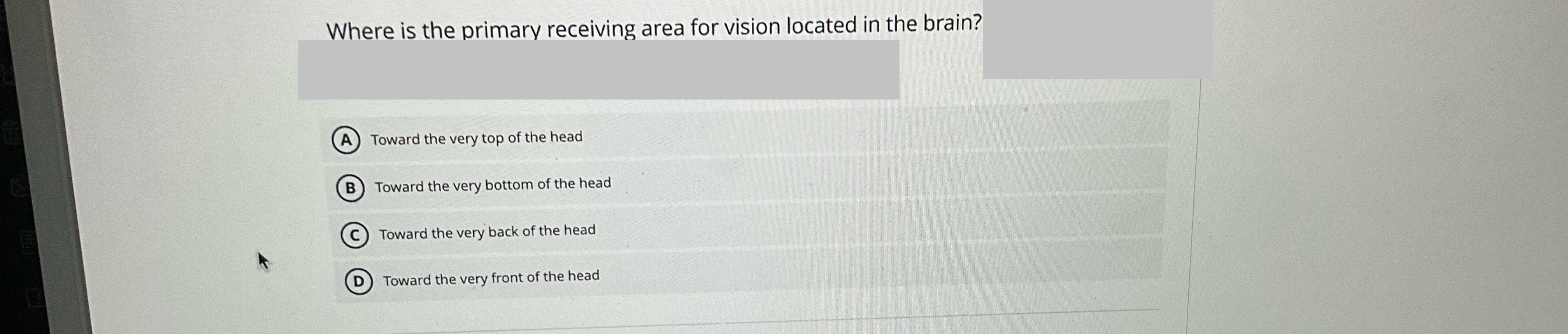 Answer Where is the primary receiving area for