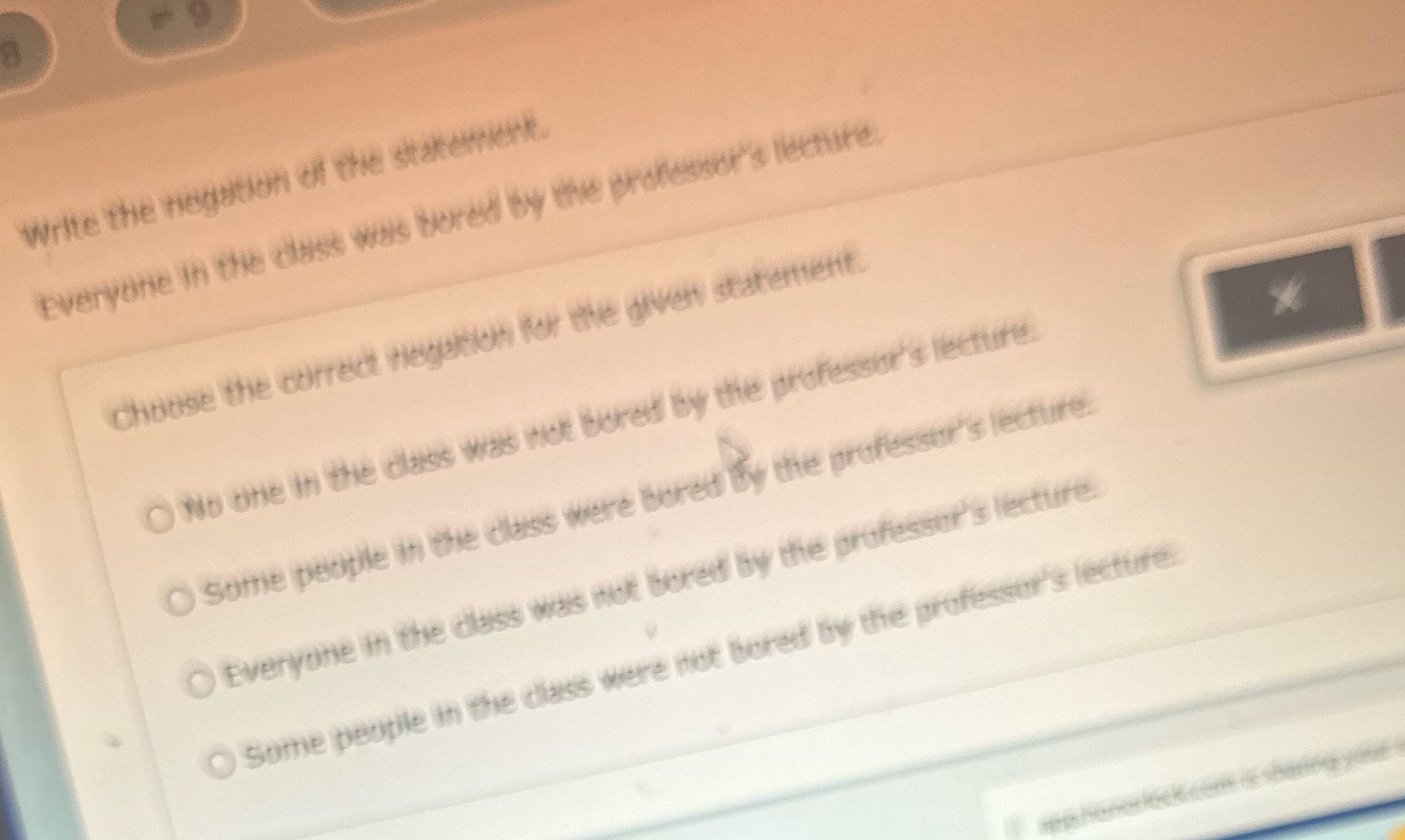 Write the rogation off the statement. Everyone in