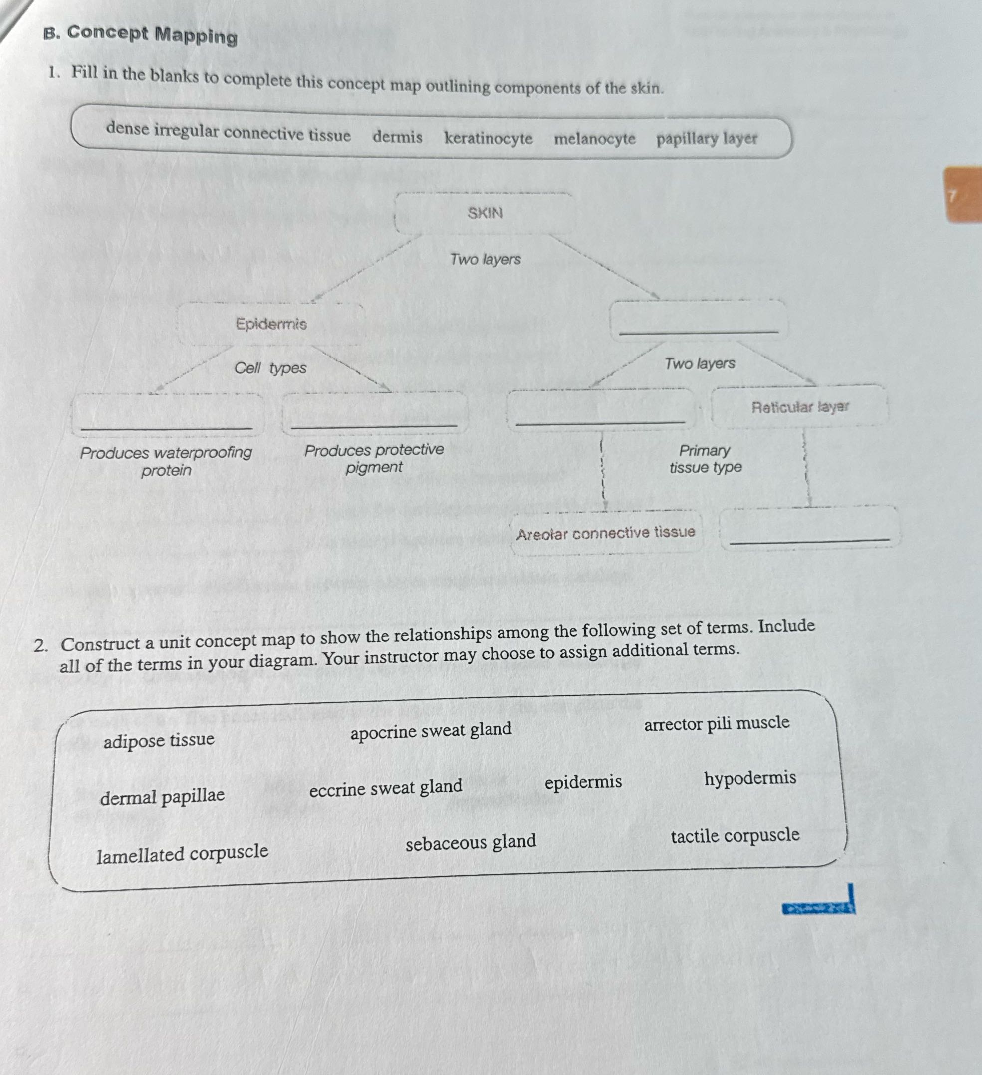 help B. Concept Mapping 1. Fill in the blanks to