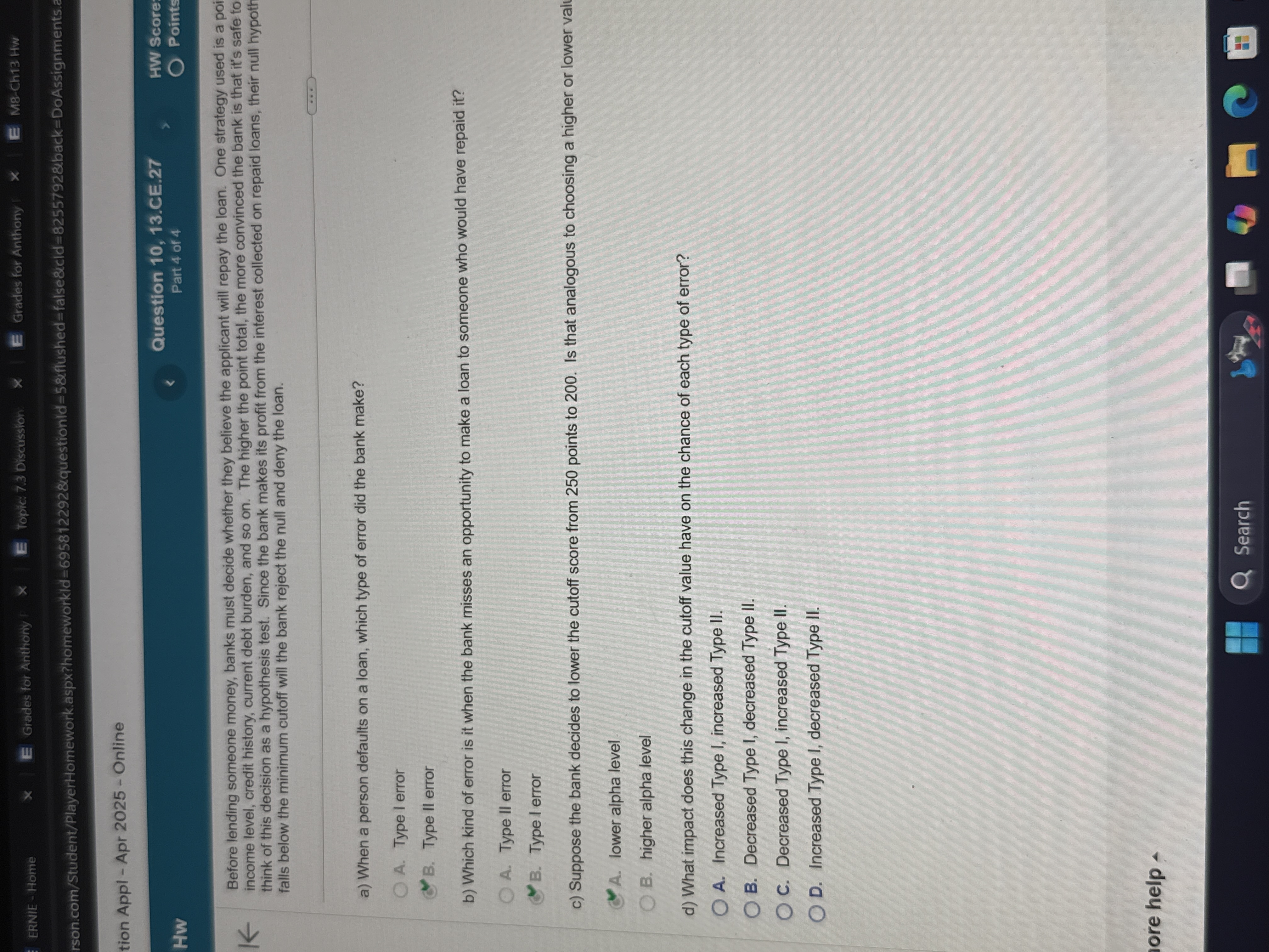 Solve ERNIE - Home E Grades for Anthony P X E