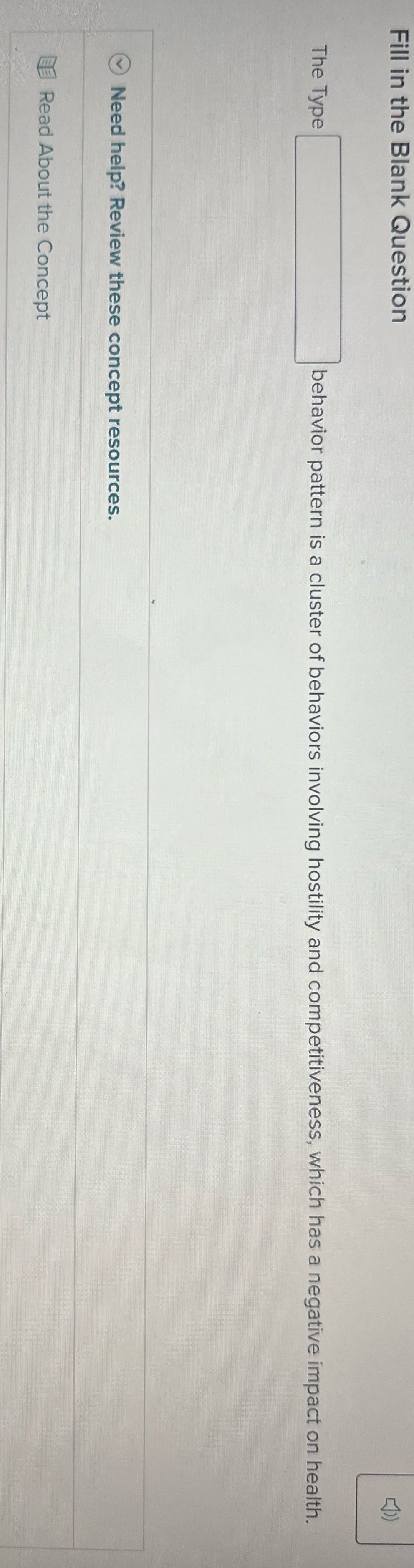 Fill in the Blank Question The Type behavior