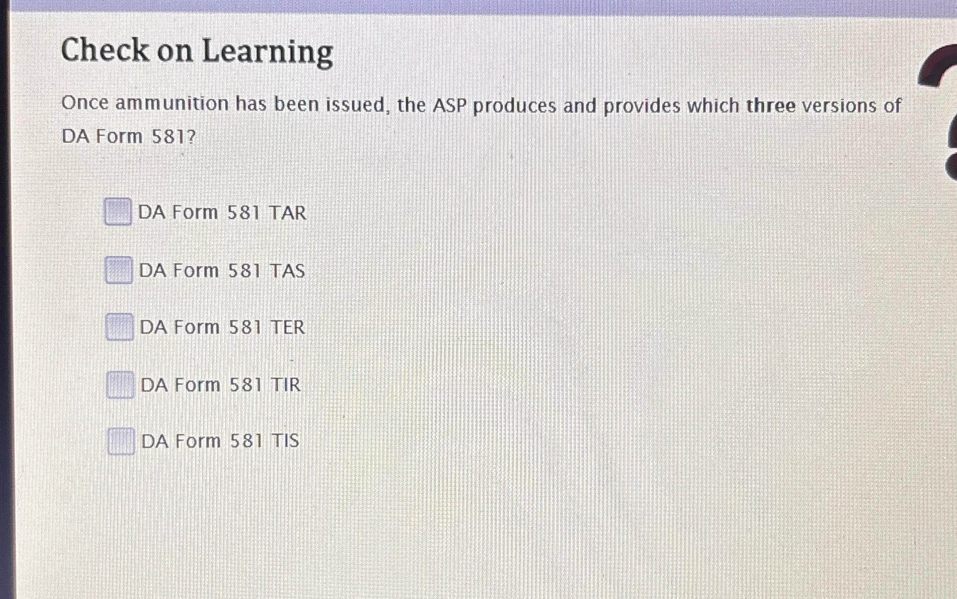 ? Check on Learning Once ammunition has been