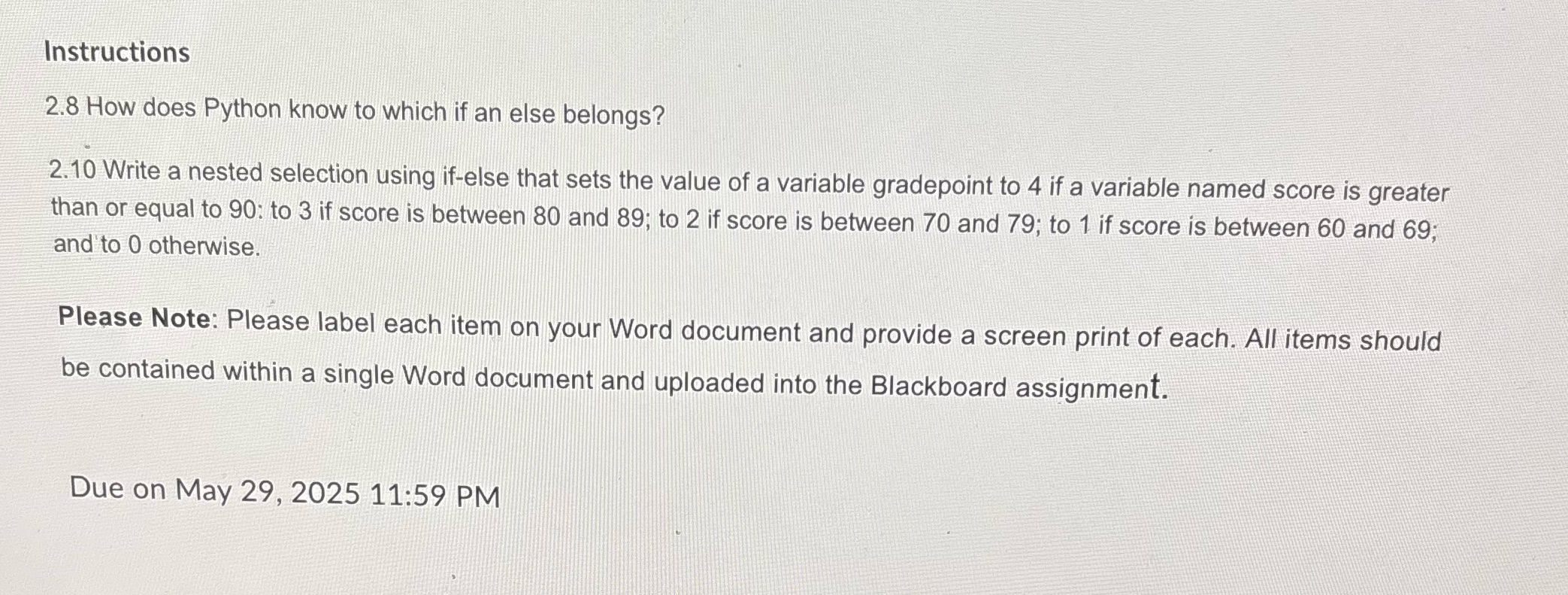 Instructions 2.8 How does Python know to which if