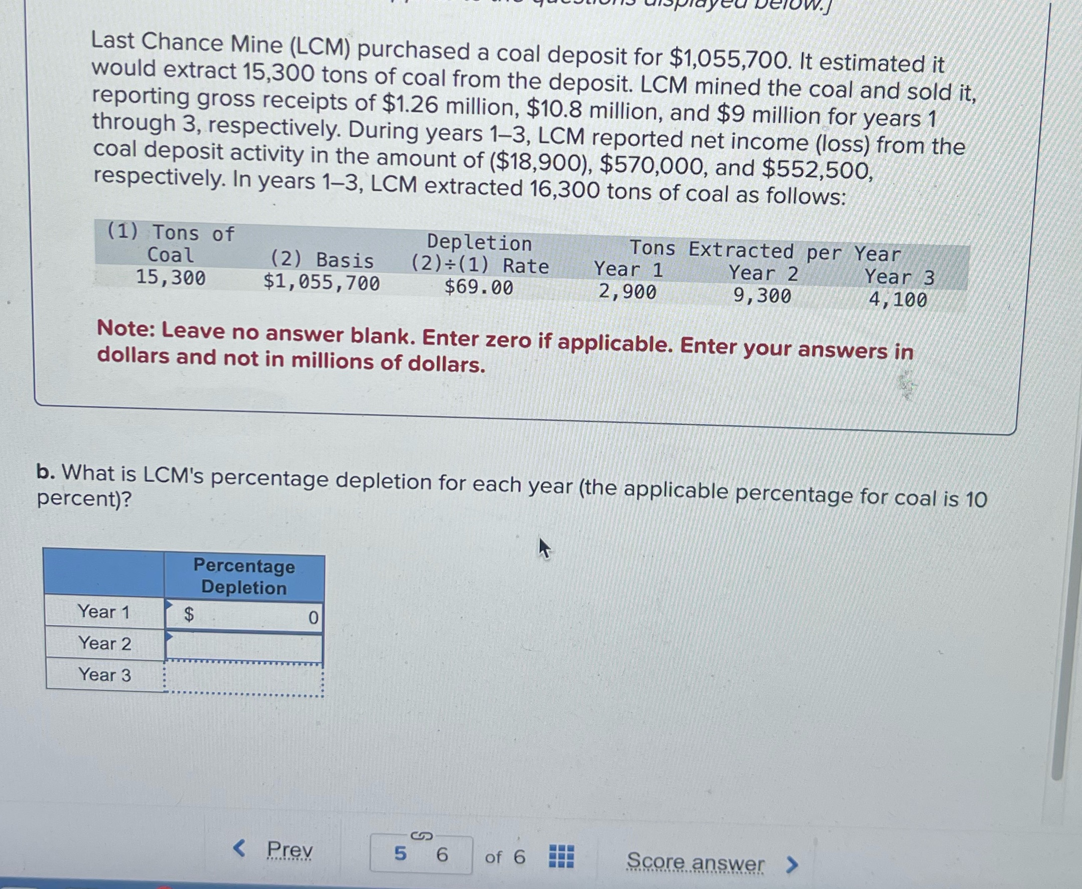 Last Chance Mine (LCM) purchased a coal deposit