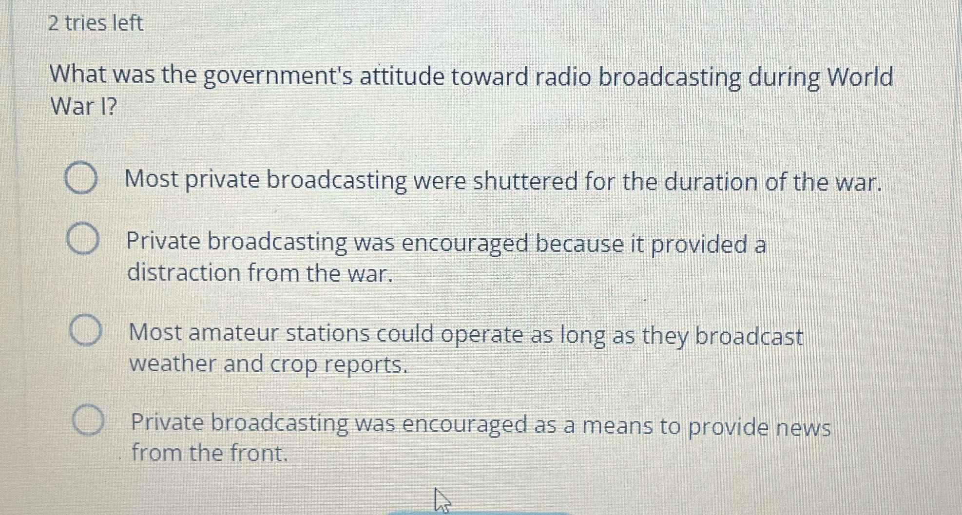 2 tries left What was the government's