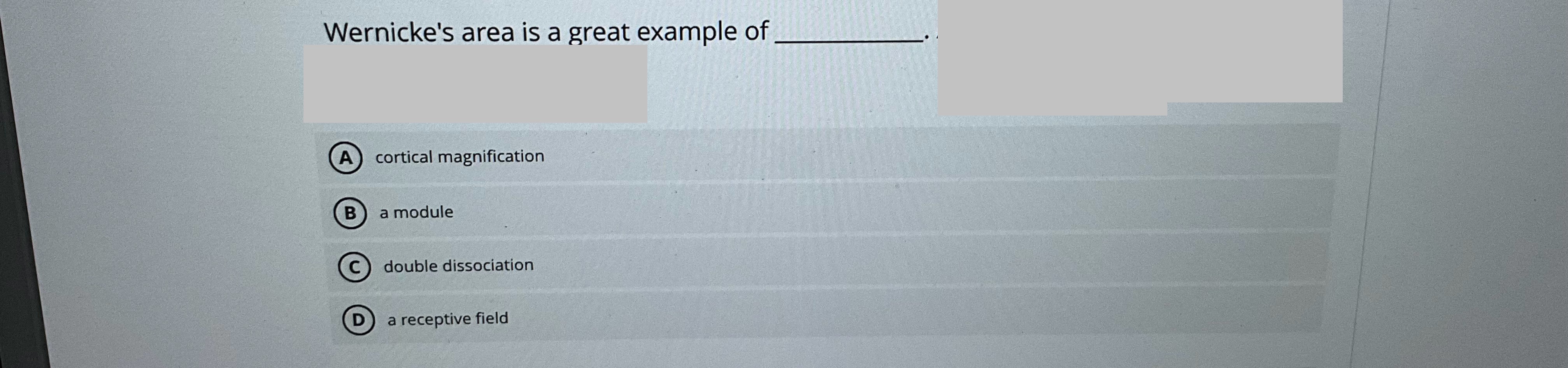 Answer Wernicke's area is a great example of