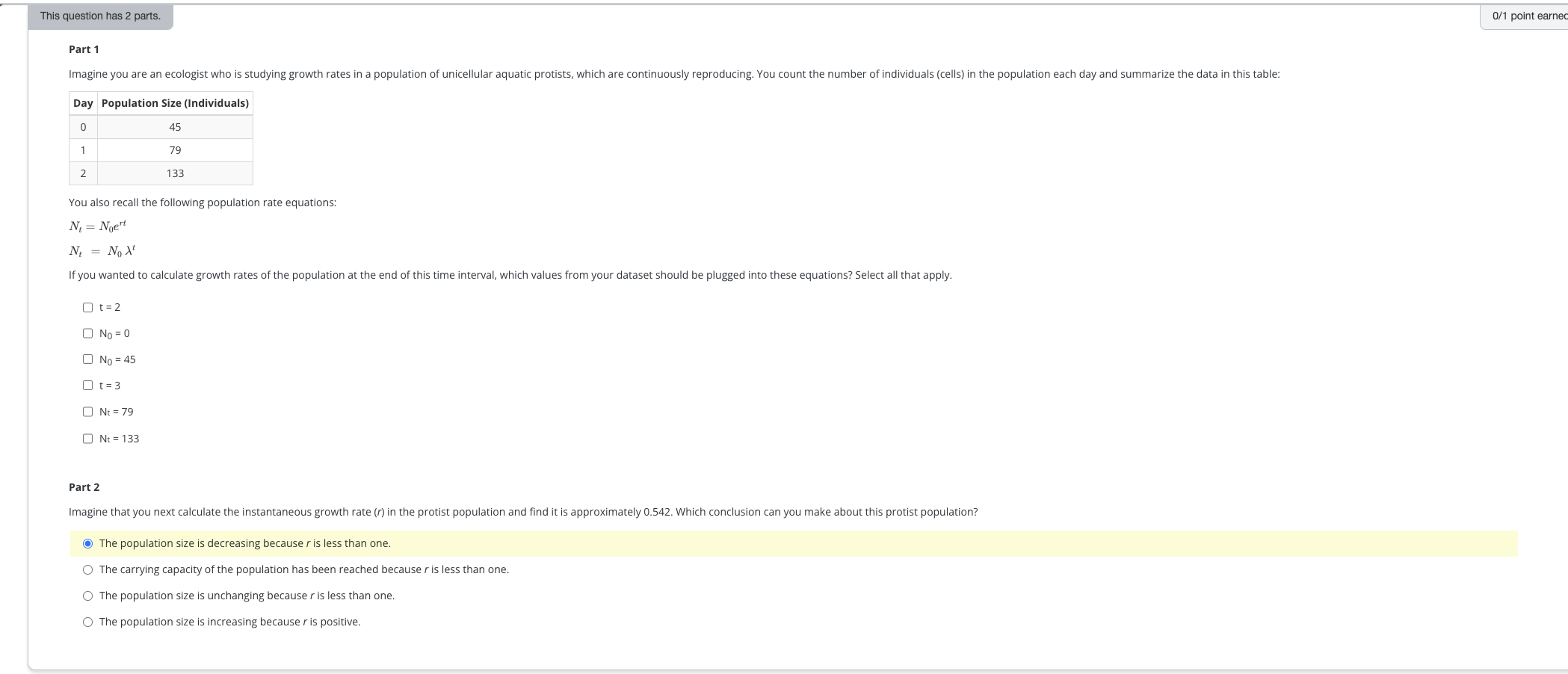 answer This question has 2 parts. 0/1 point