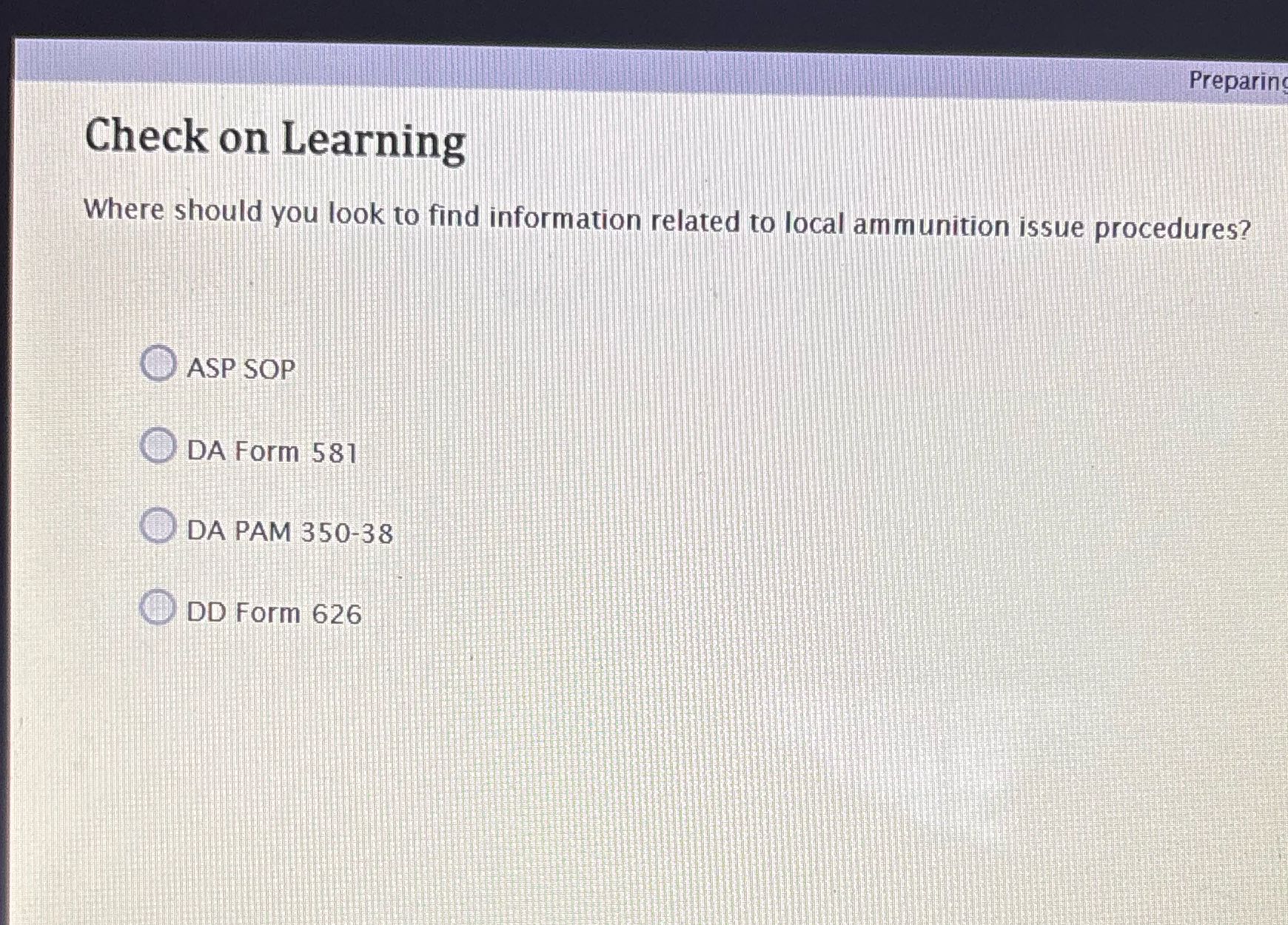 ? Preparin Check on Learning Where should you