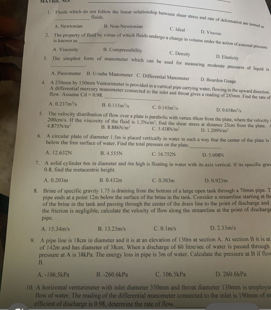 fluids. 1. Fluids which do not follow the linear