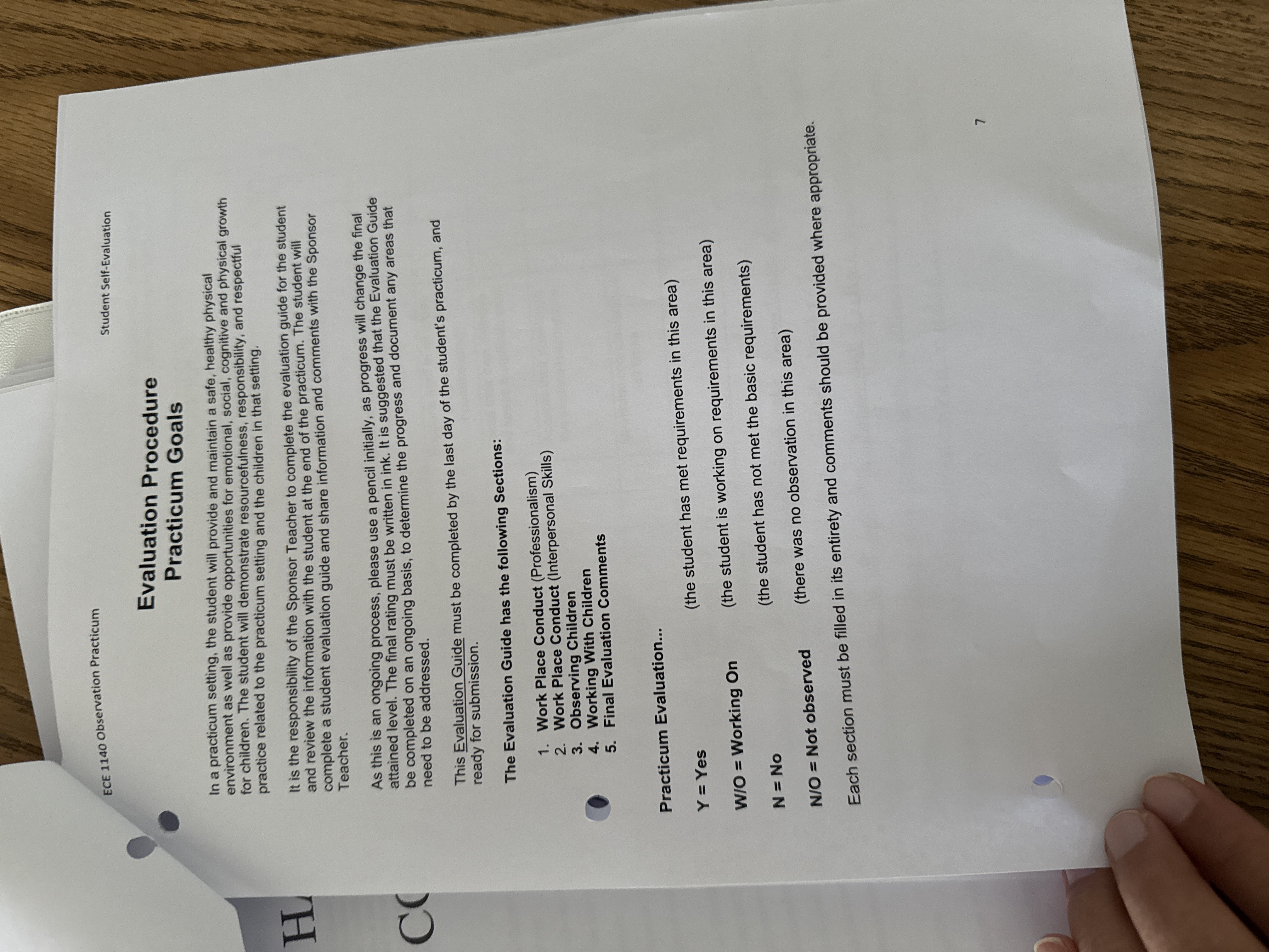 ECE 1140 Observation Practicum Student