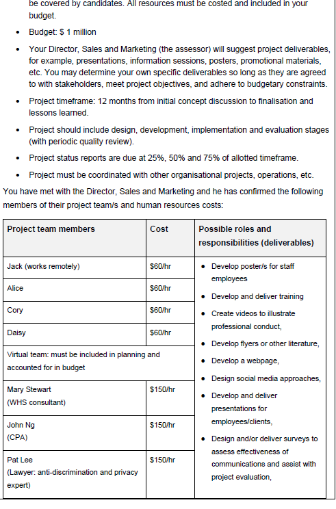 provide a work breakdown structure for the