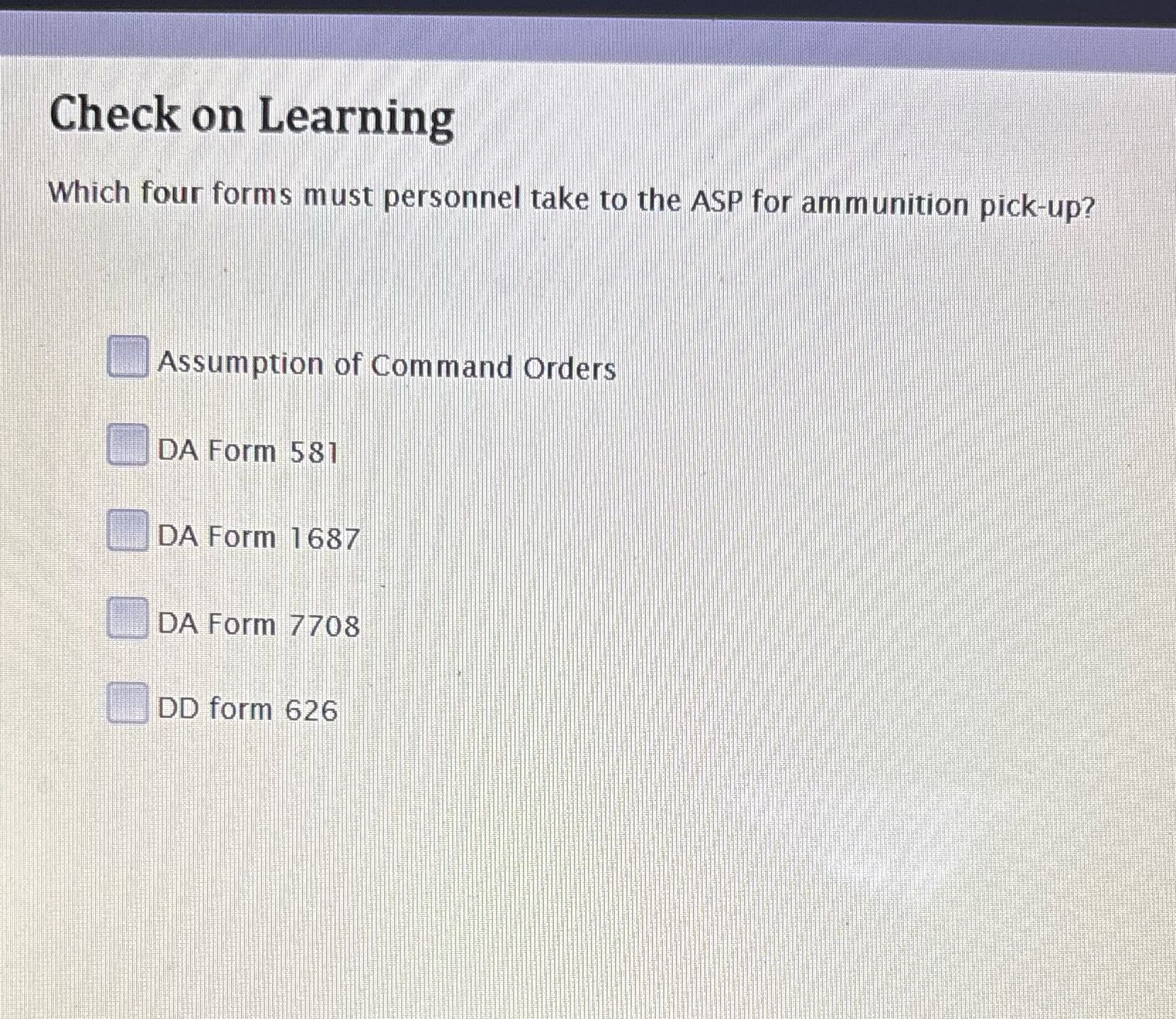 ? Check on Learning Which four forms must