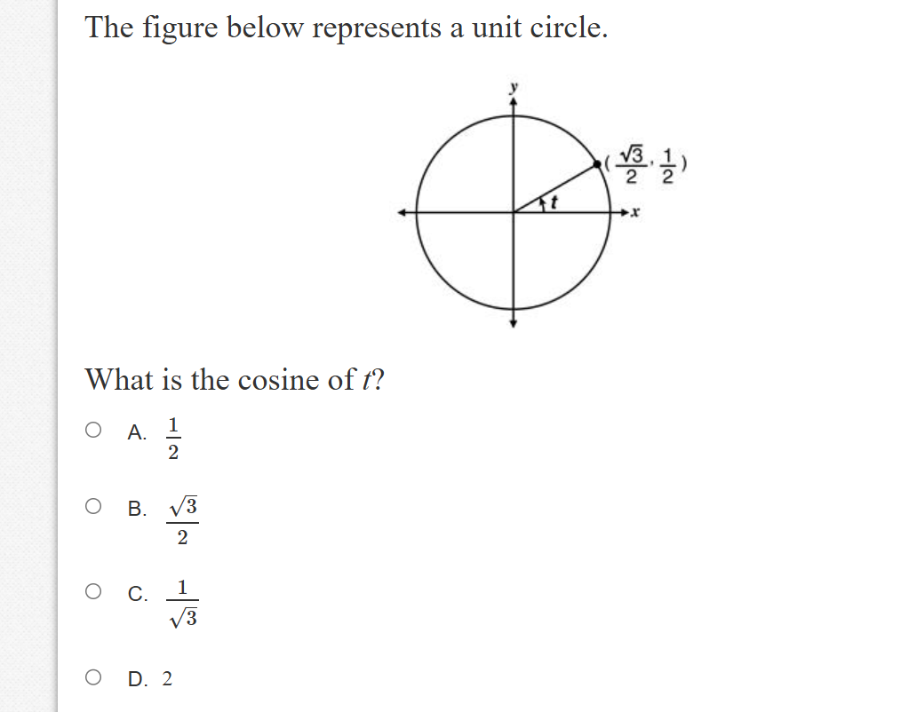 help The figure below represents a unit circle.